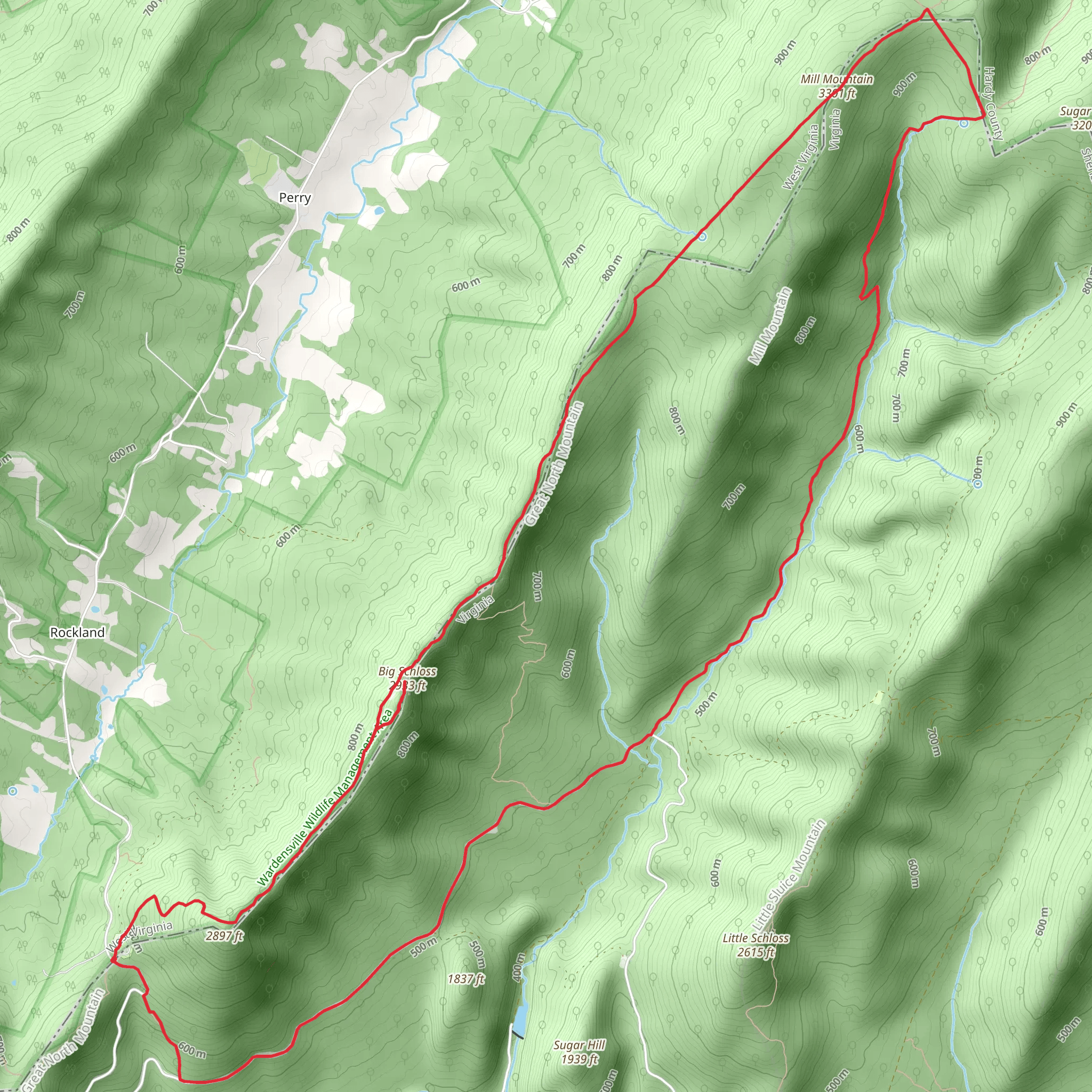 Big Schloss via Little Stony Creek Loop Trail mobile static map