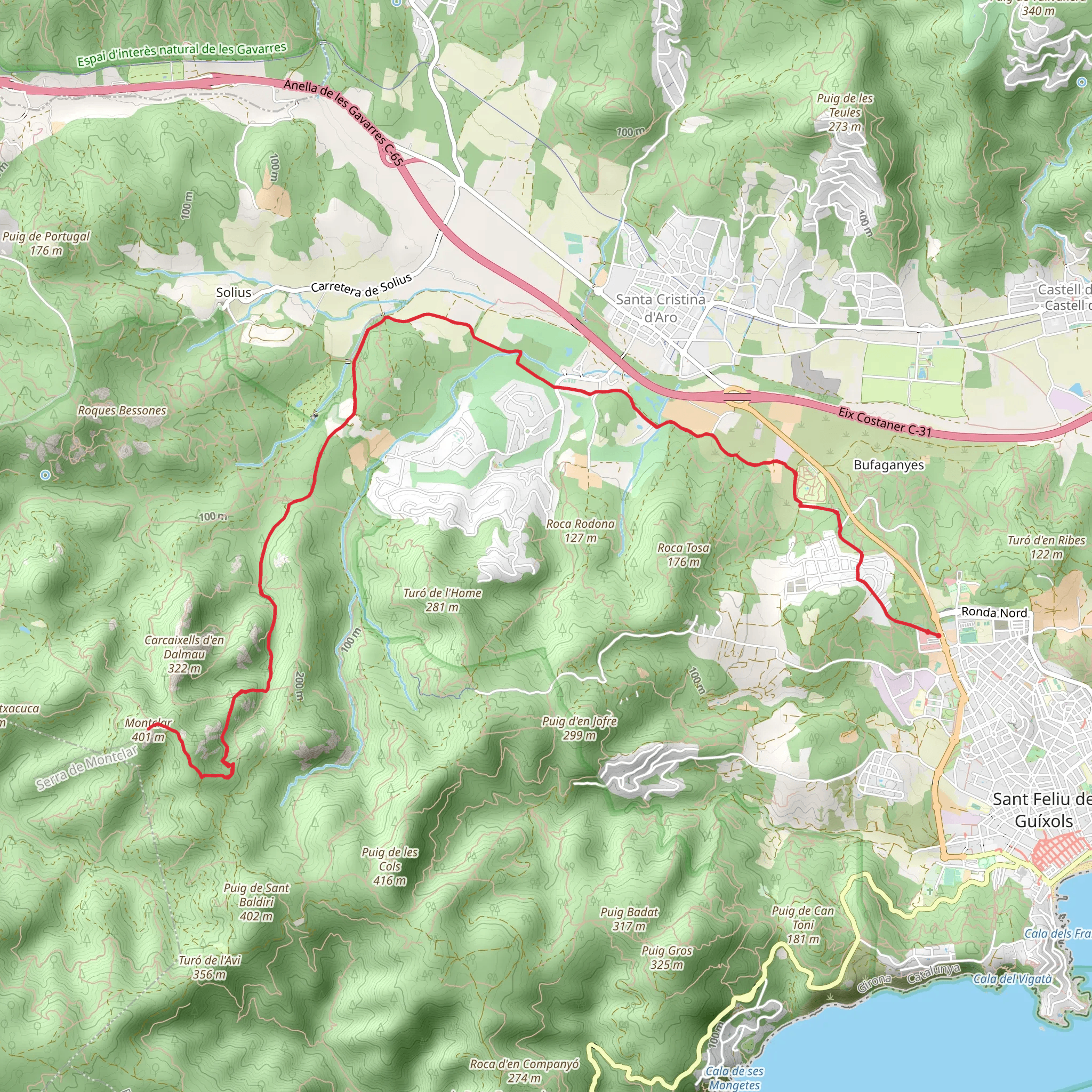 Path of Sant Feliu de Guixols PR C 102 mobile static map