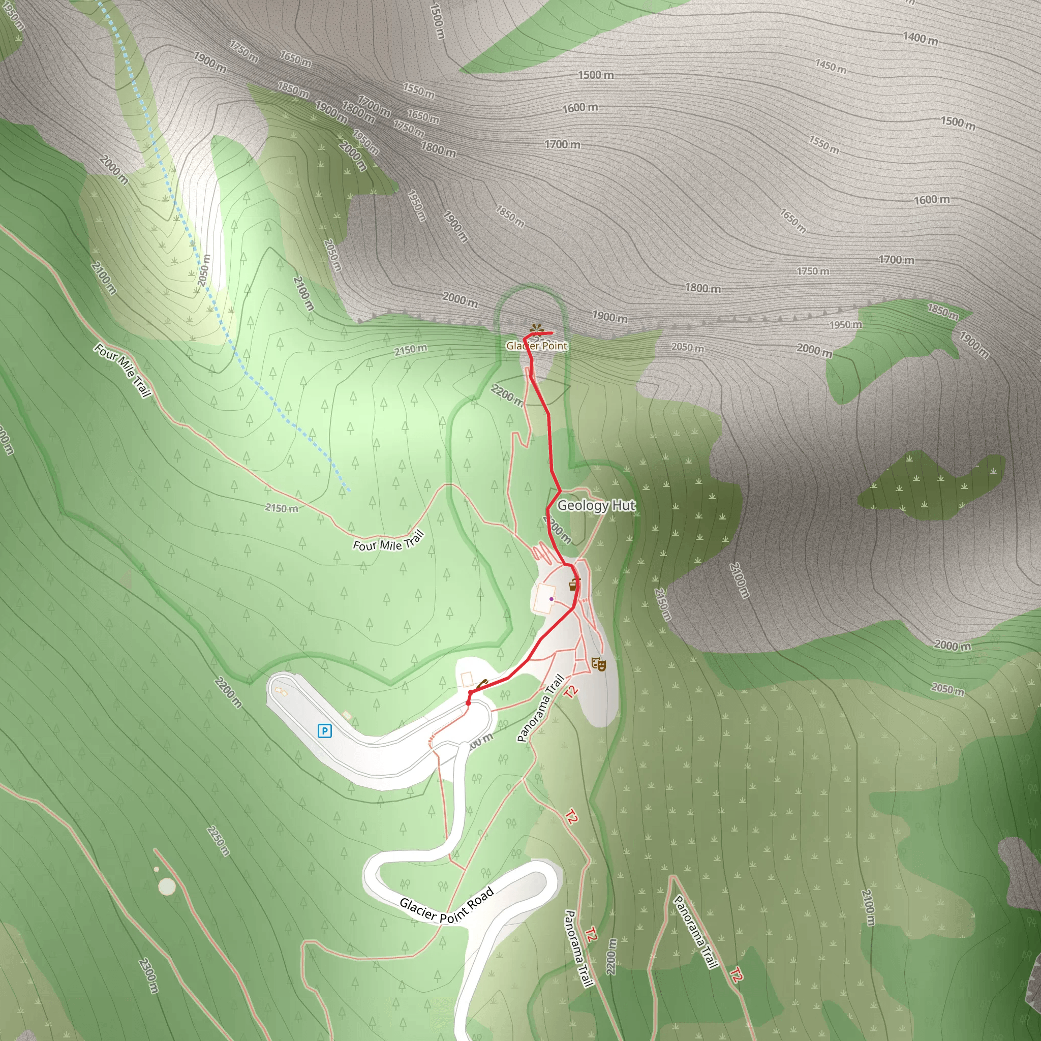 Glacier Point Trail mobile static map
