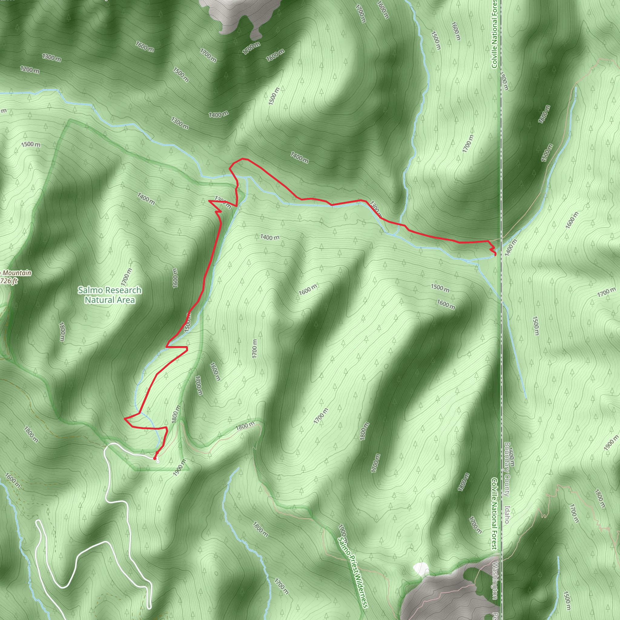 Salmo Cabin via Salmo Basin Trail mobile static map