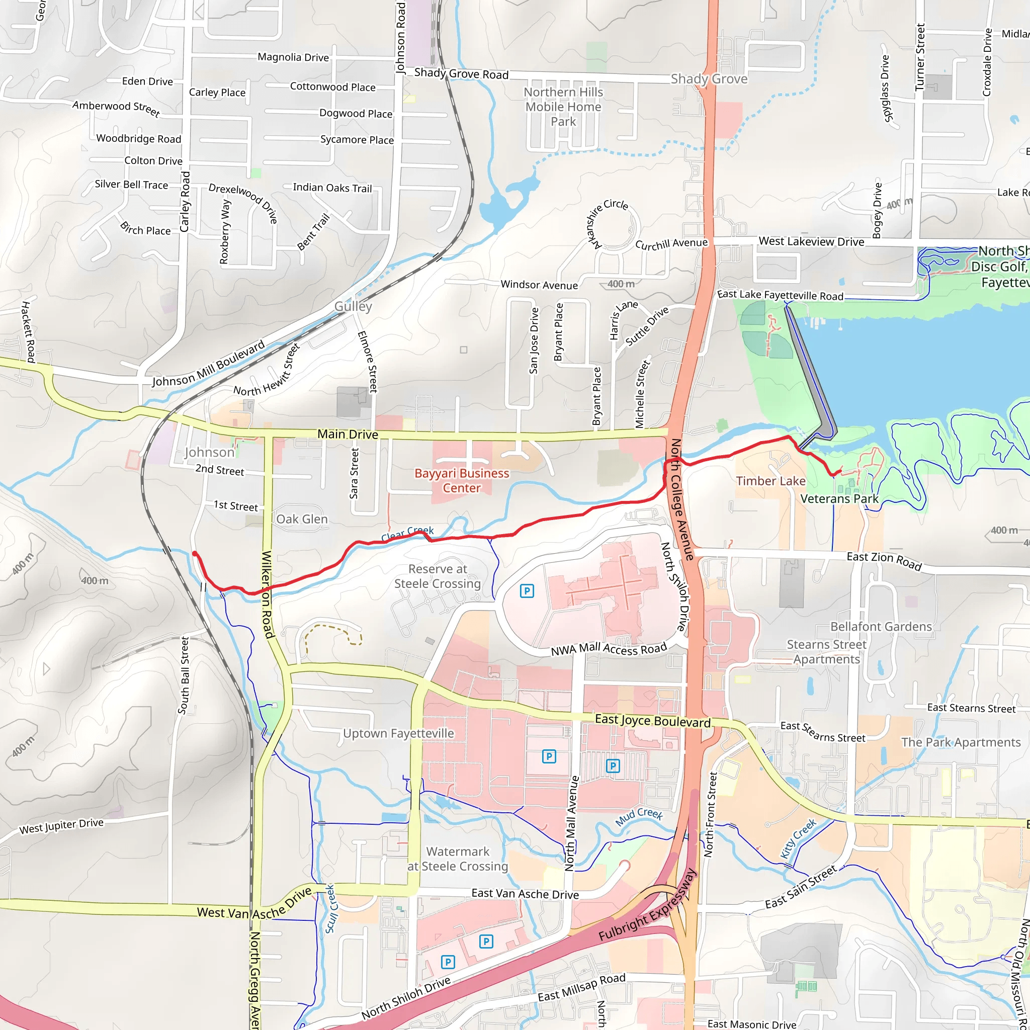 Razorback Regional Greenway mobile static map