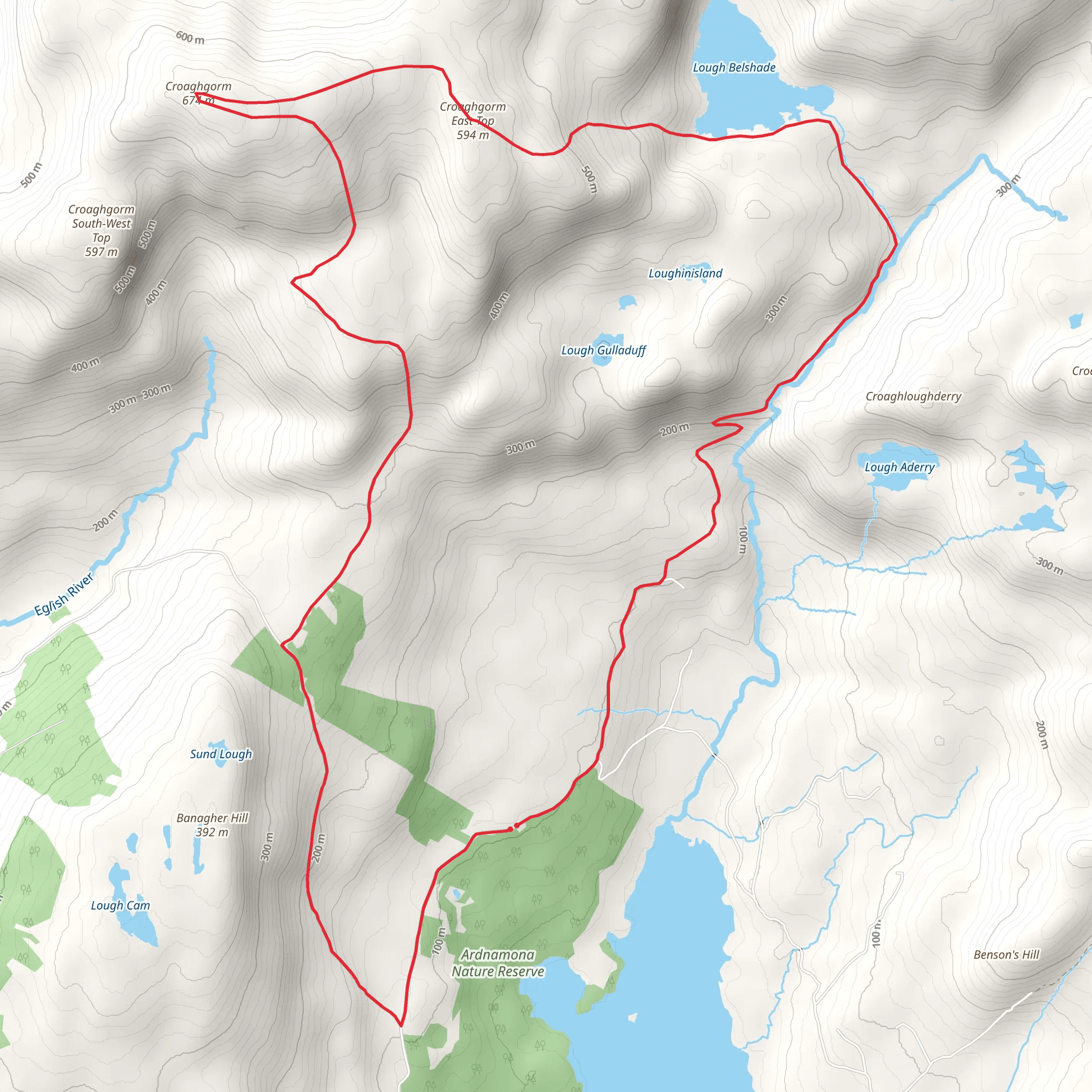 Lough Belshade - Croaghgorm Loop mobile static map