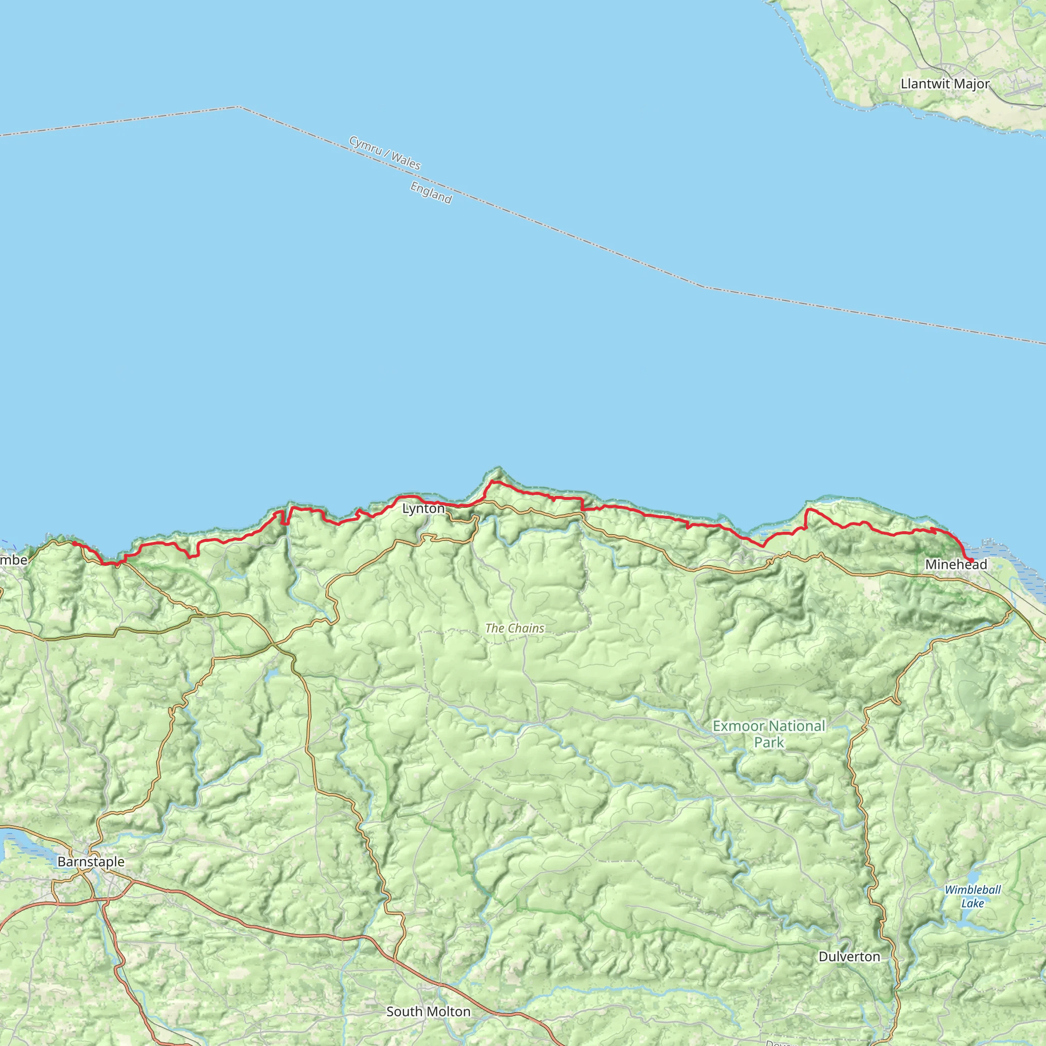 South West Coast Path - Minehead to Combe Martin mobile static map