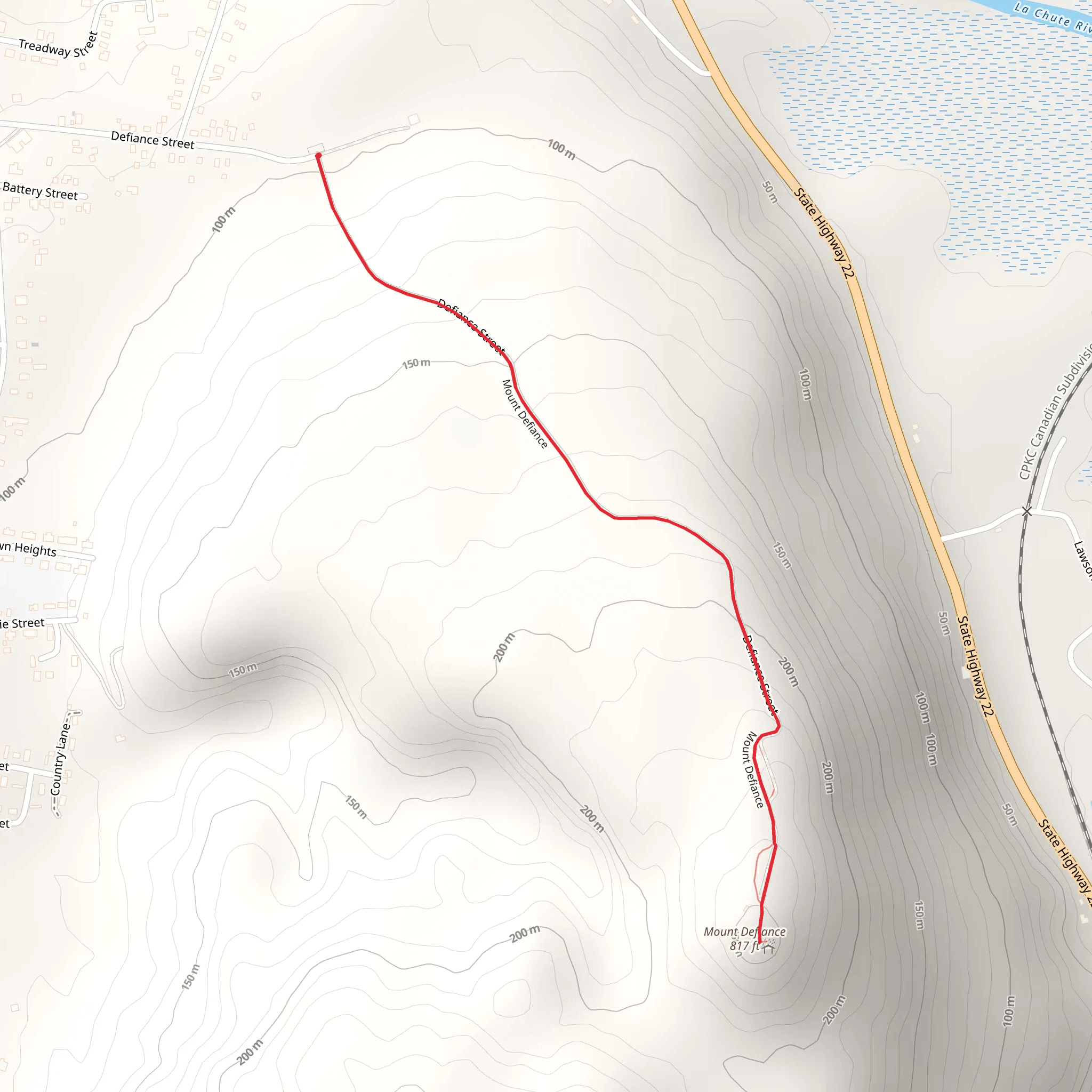 Mount Defiance Trail via Mt Defiance Road mobile static map