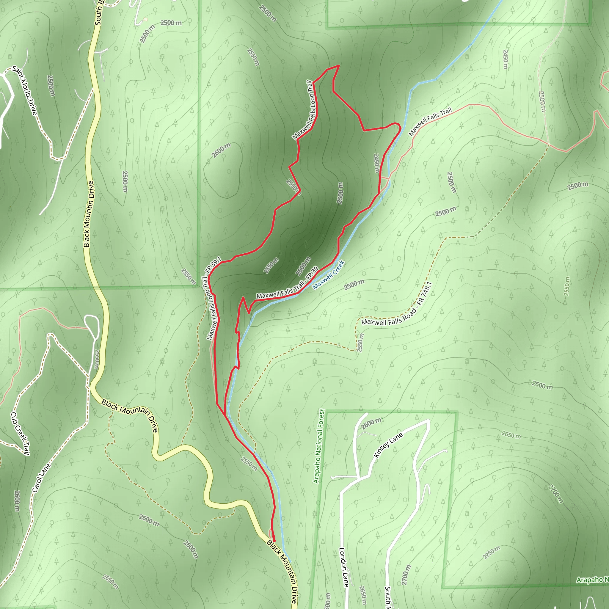 Maxwell Falls Loop Trail mobile static map