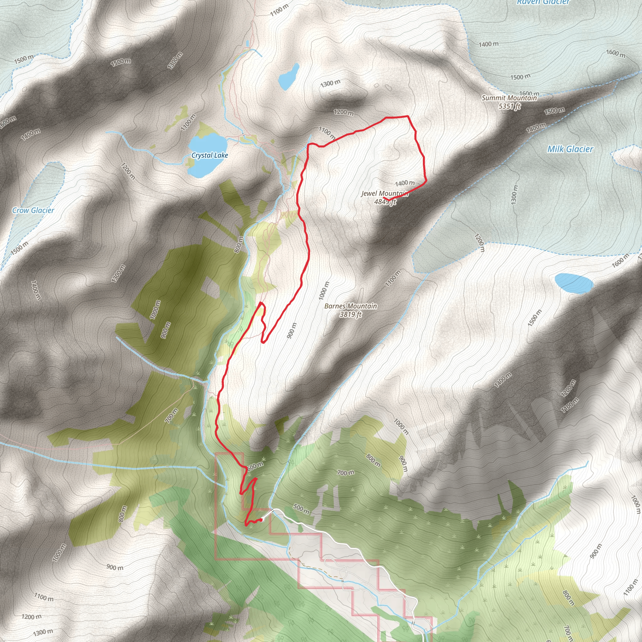 Jewel Mountain via Crow Pass Trail mobile static map