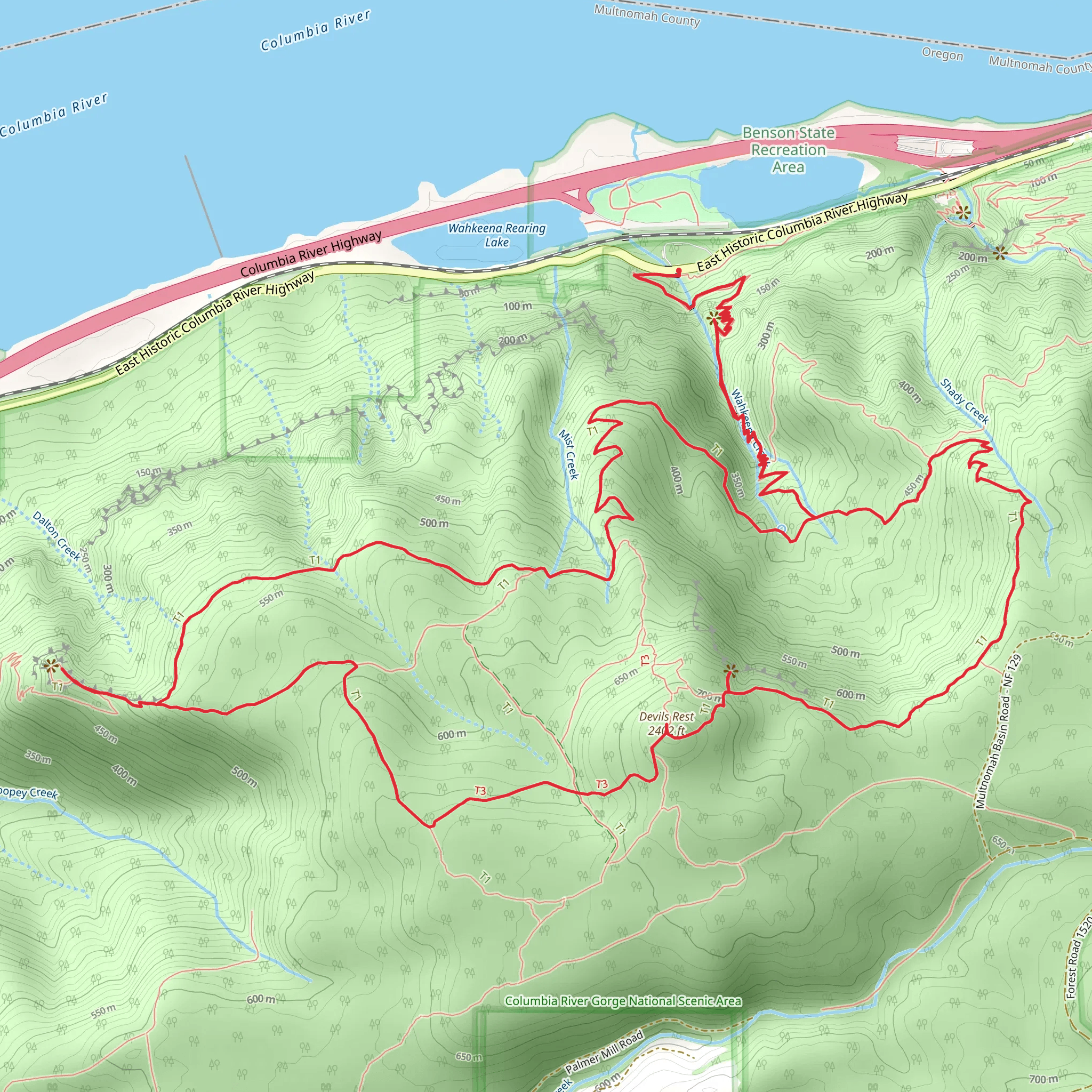 Devils Rest and Angel's Rest Loop mobile static map