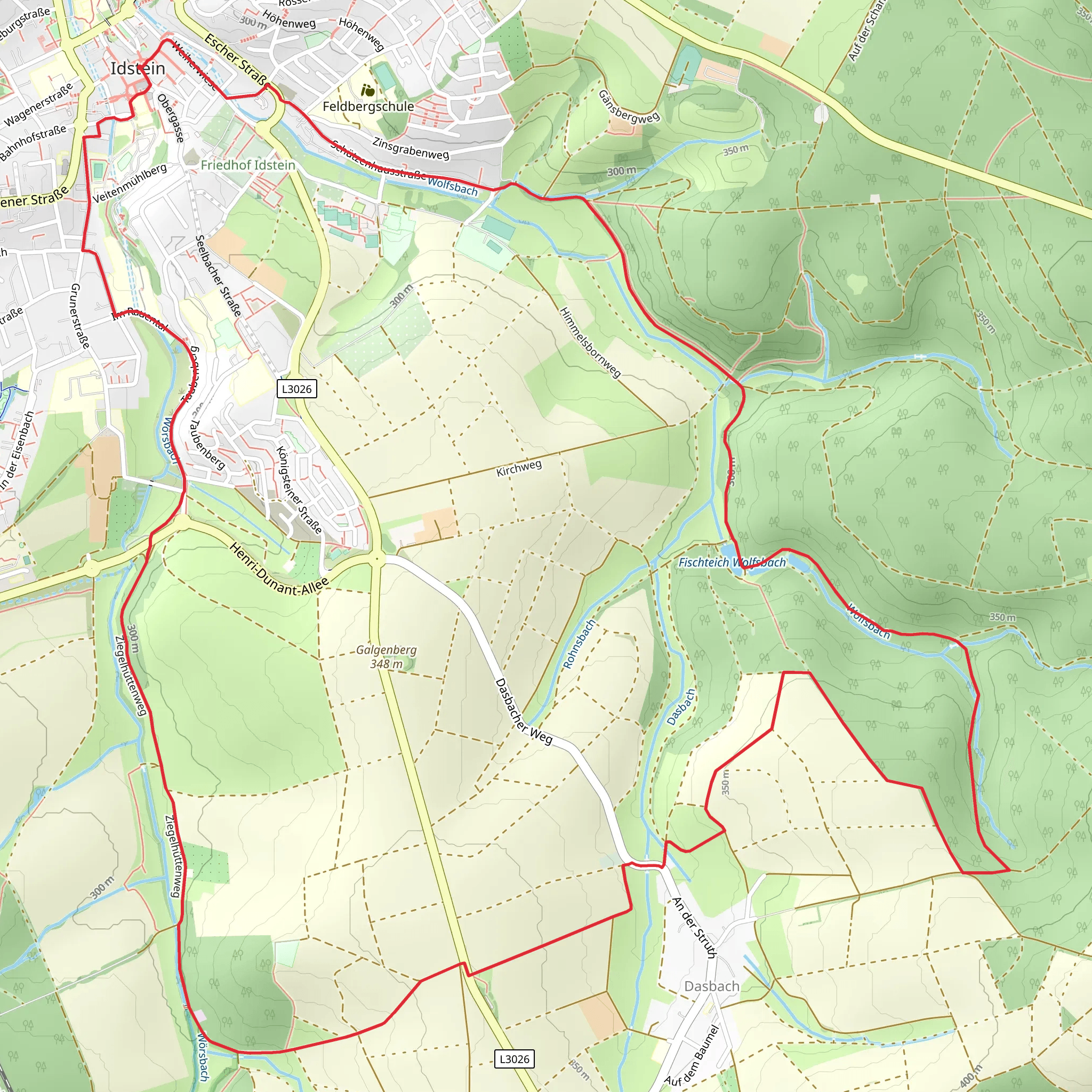 Idstein Loop via Fischteich Wolfsbach mobile static map