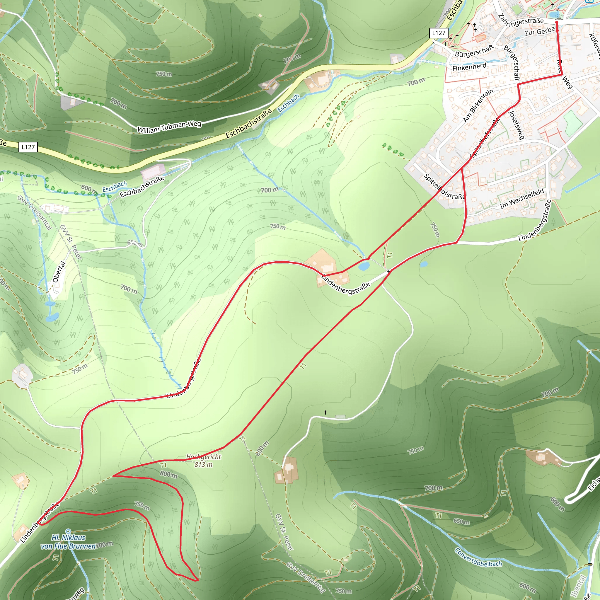 Lindenberg and Hochgericht Loop via Sankt Peter mobile static map