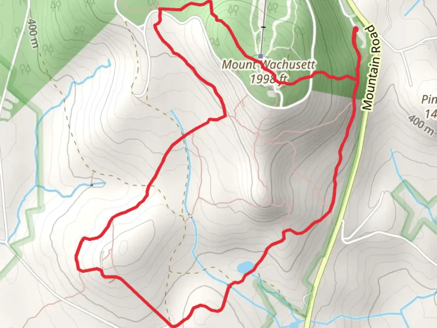 An image depicting the trail Mount Wachusett and Echo Lake Loop and its surrounding area.