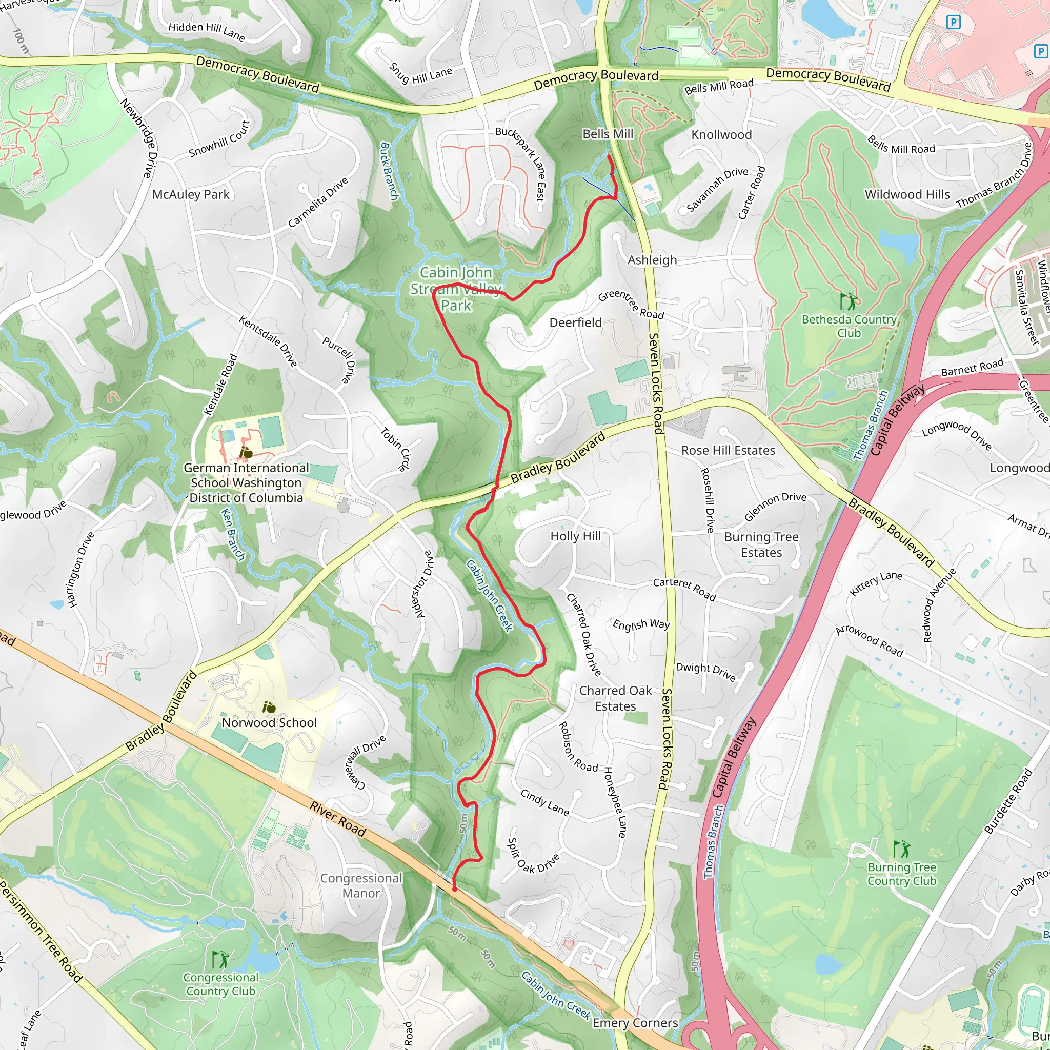 Cabin John Trail - Short mobile static map