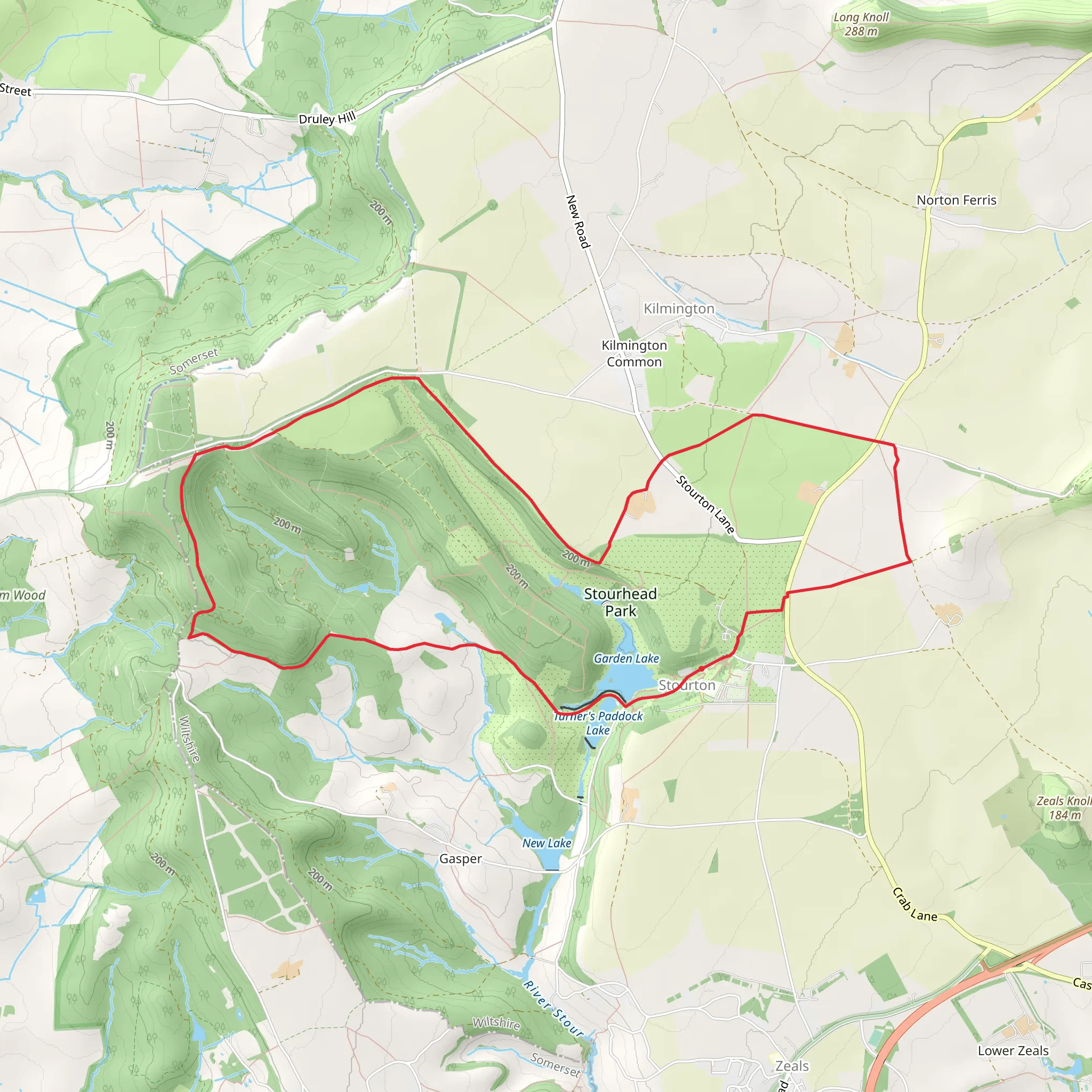 Garden Lake and Stourton with Gasper Country Park Loop mobile static map