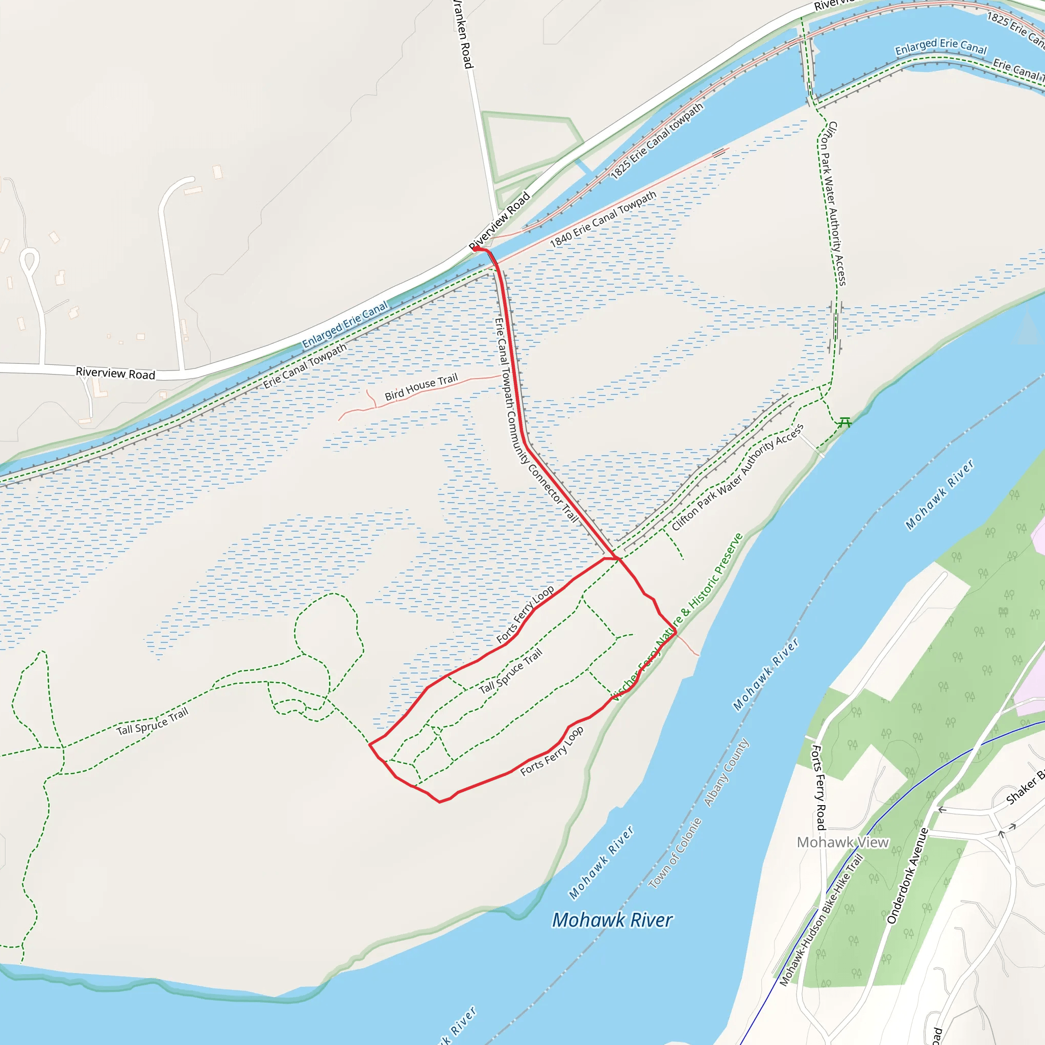 Erie Canal Towpath via Forts Ferry Loop mobile static map