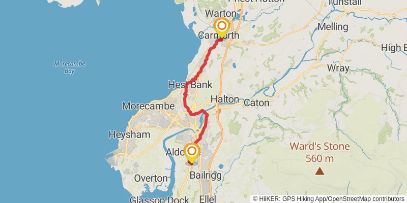 Lancaster Canal Walk in Lancashire stage 3 Map