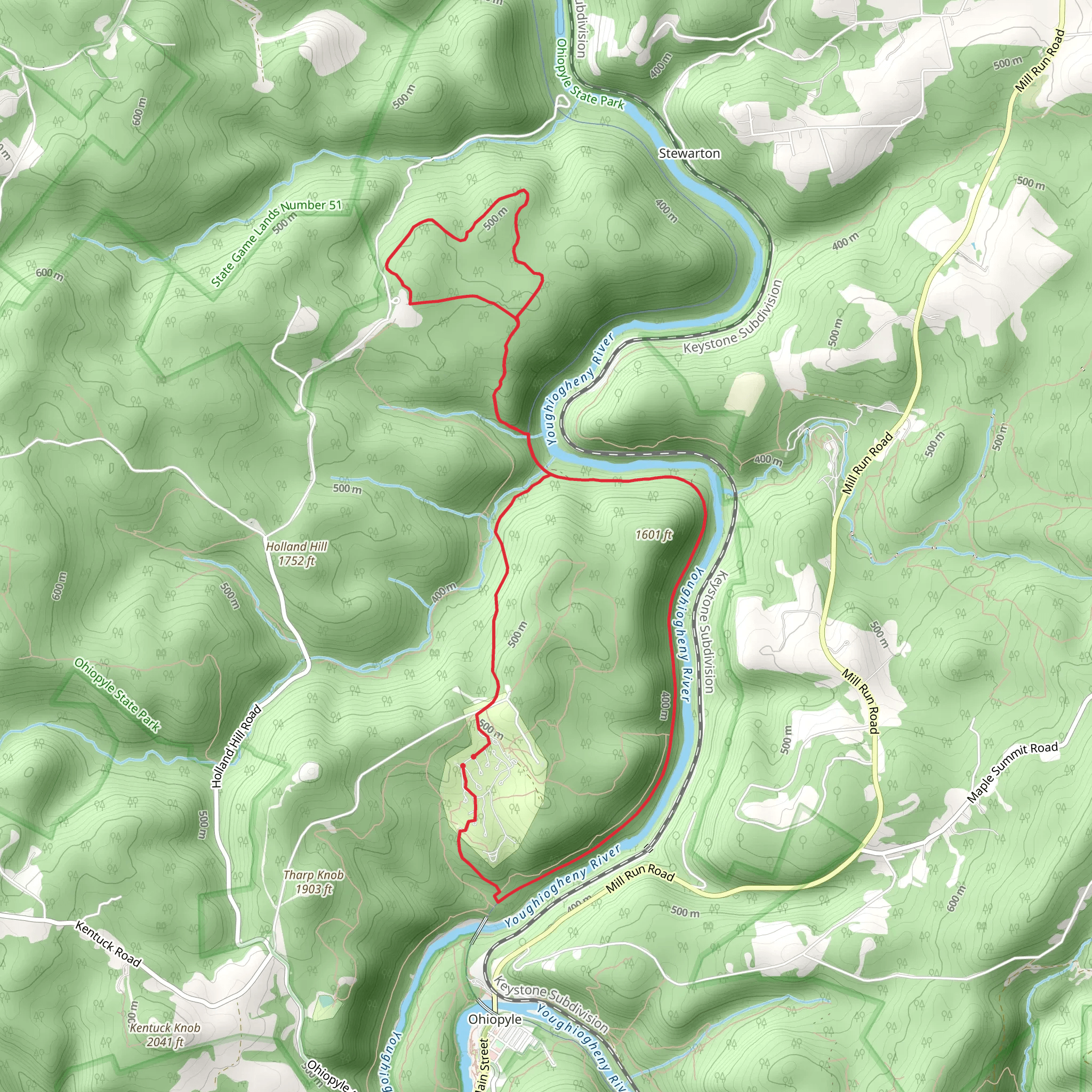 Jonathan Falls and Sugar Run Falls Loop mobile static map