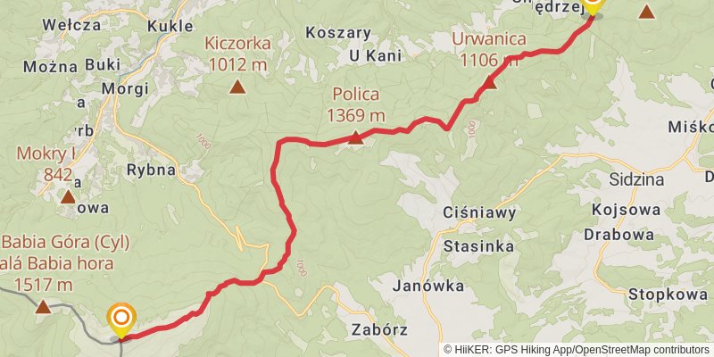 Main Beskid Trail stage 8 Map