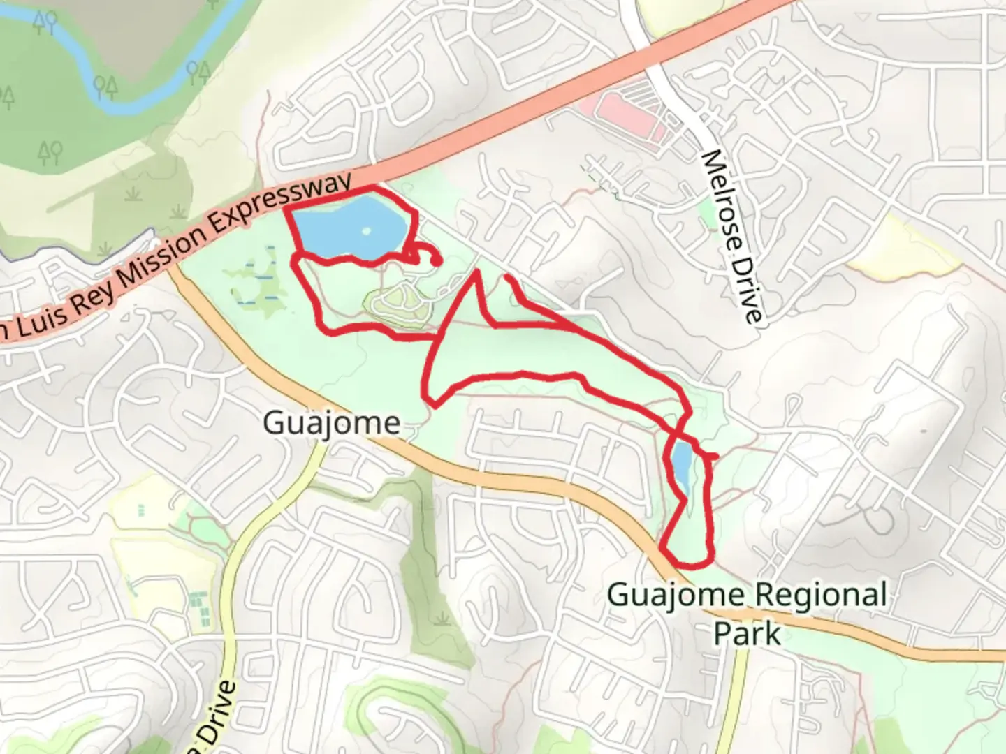 An image depicting the trail Guajome Regional Park Nature Park and its surrounding area.
