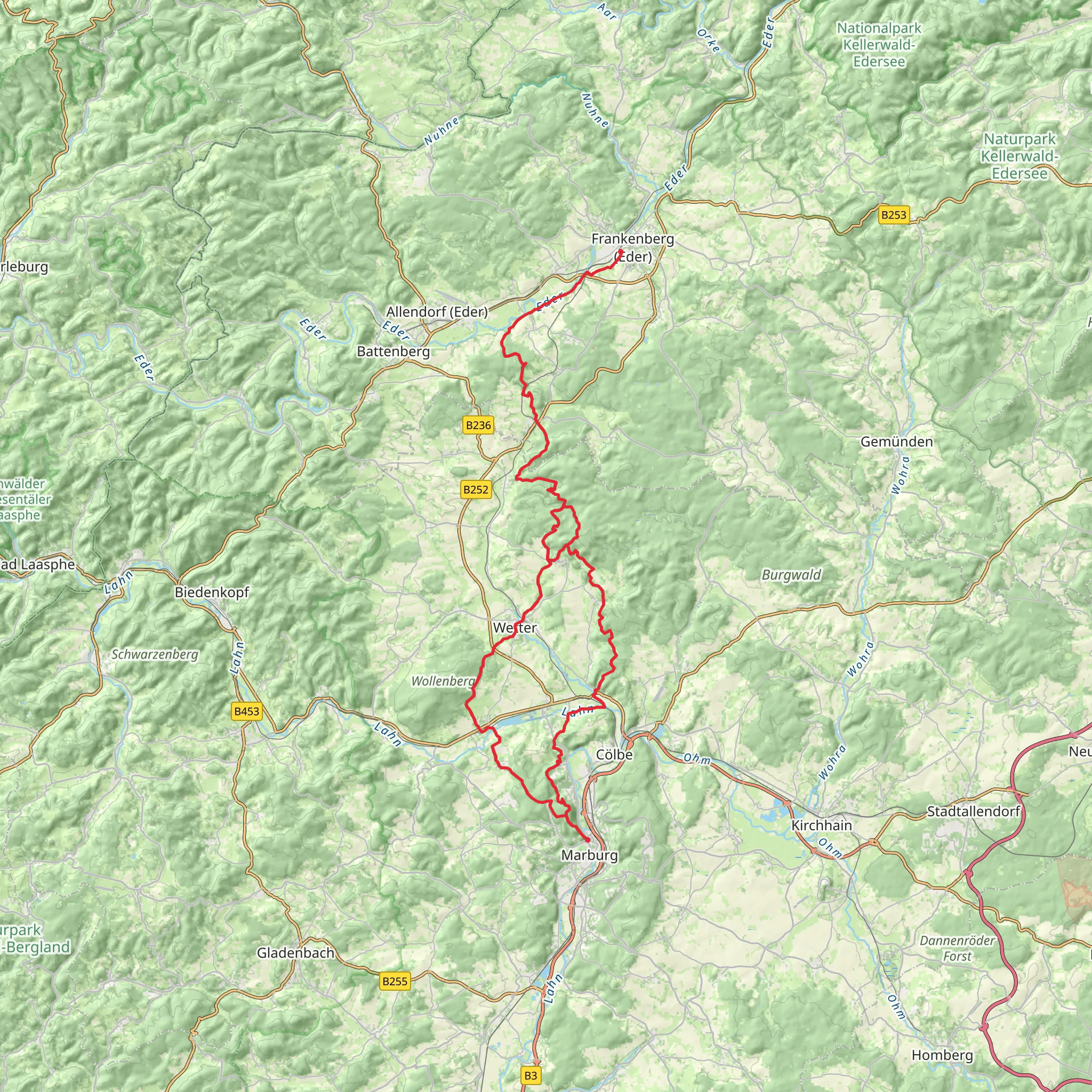 Burgwaldpfad mobile static map