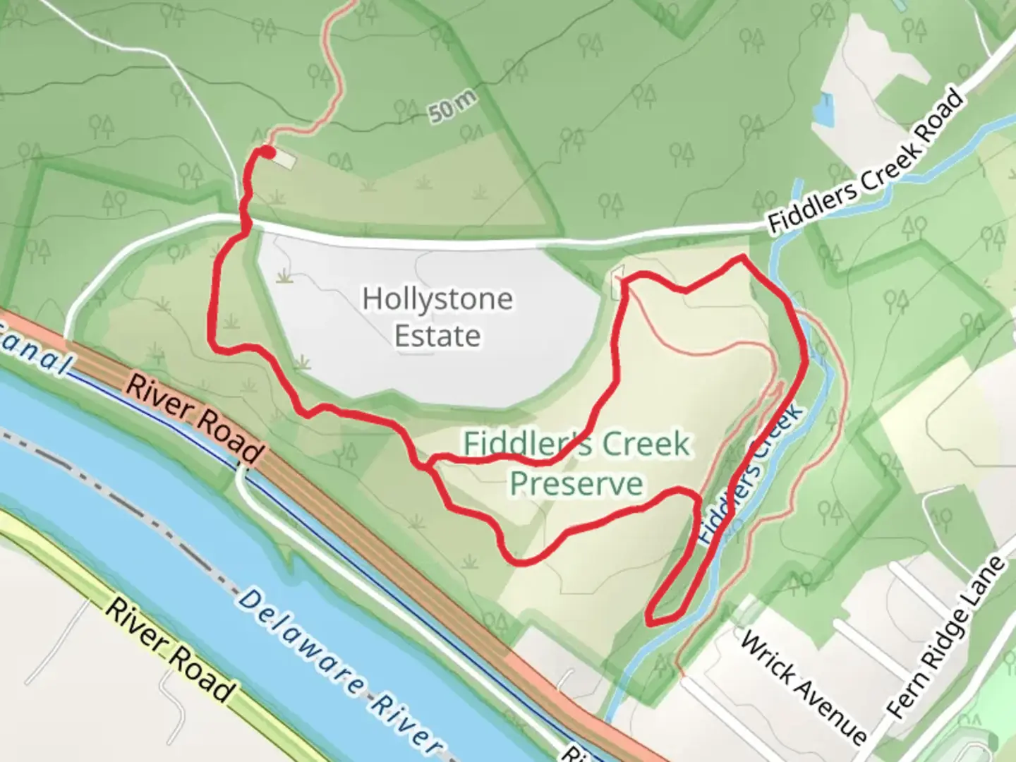 An image depicting the trail Blue square and Red square Loop and its surrounding area.