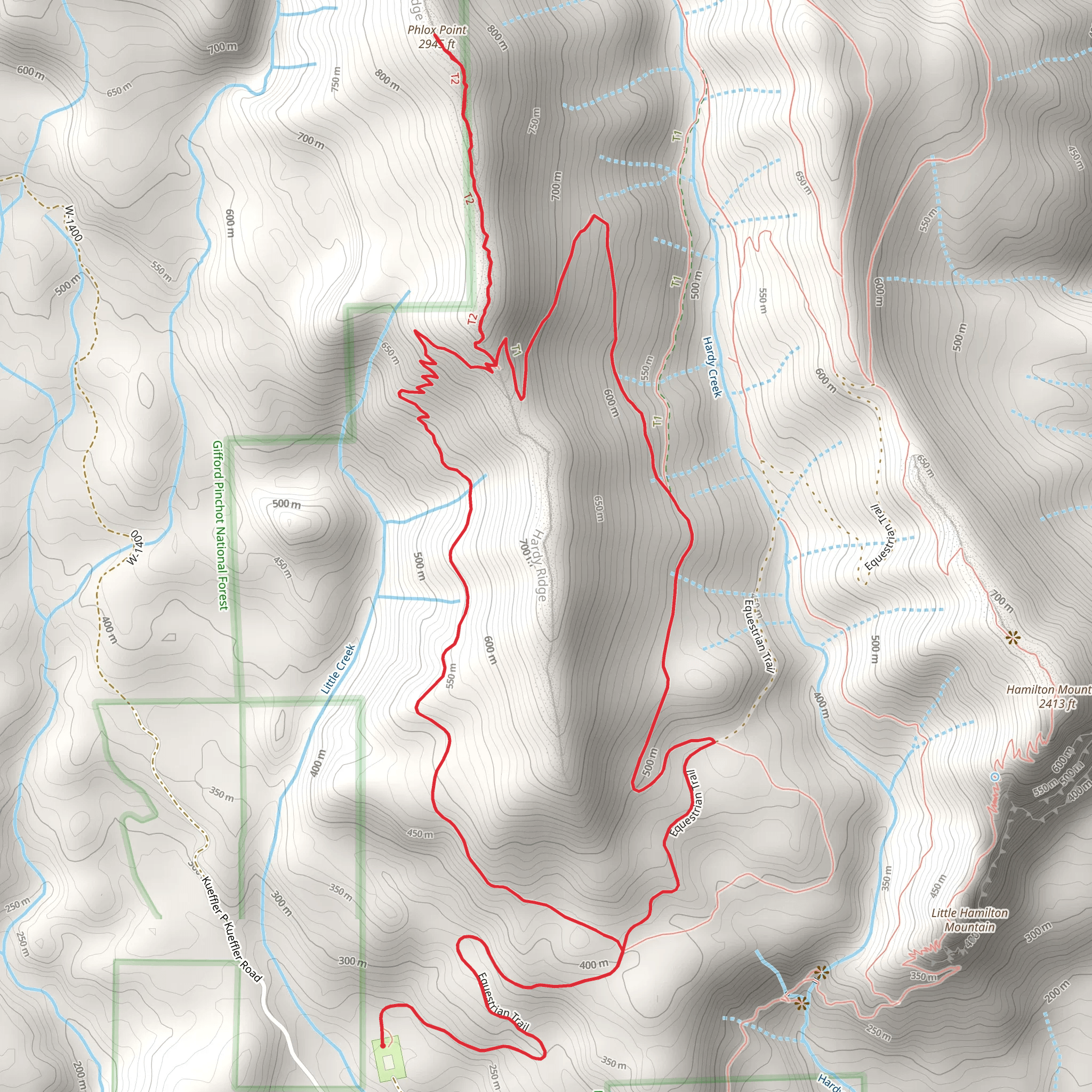 Phlox Point and Hardy Ridge Loop mobile static map