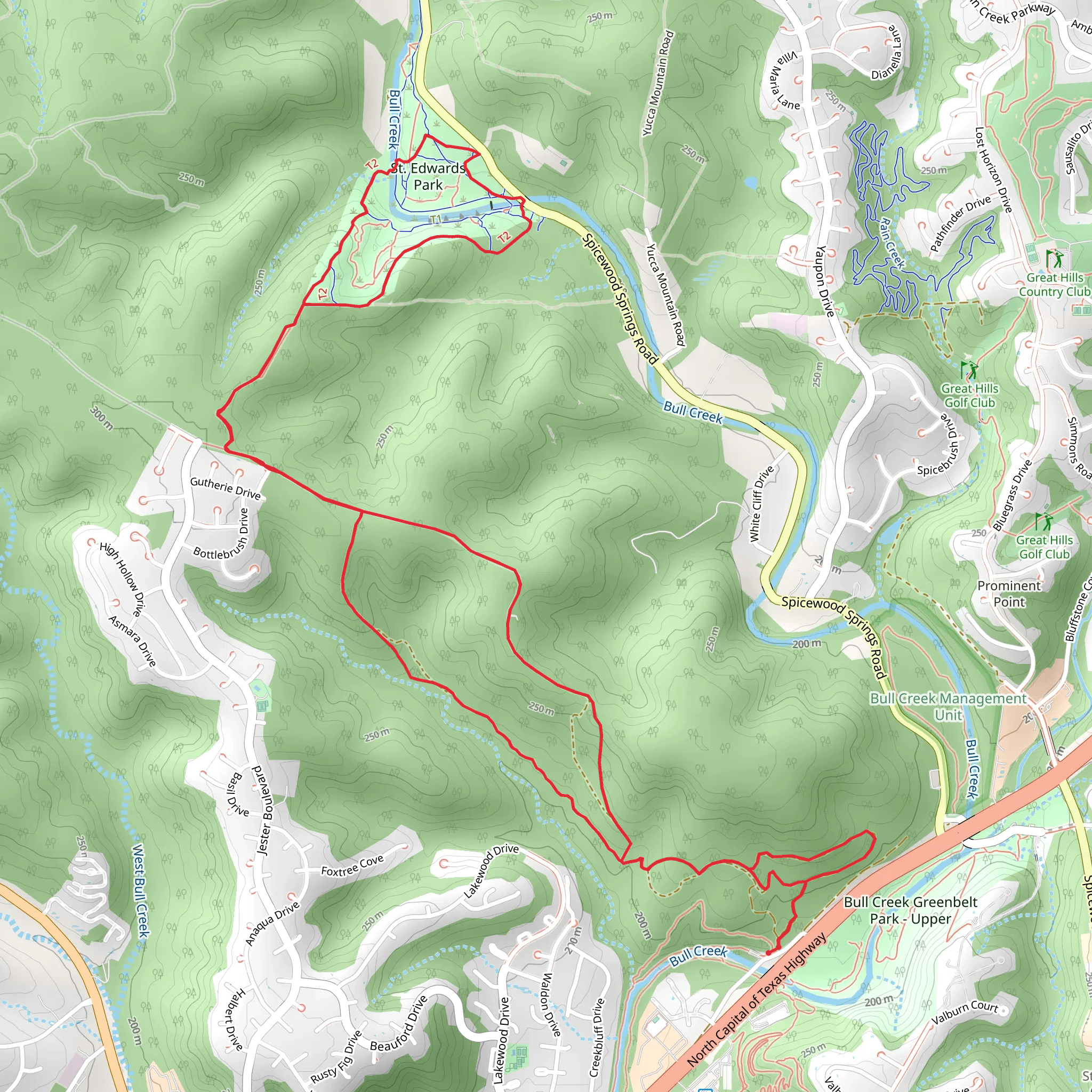 Bull Creek and Spring Creek Walk mobile static map