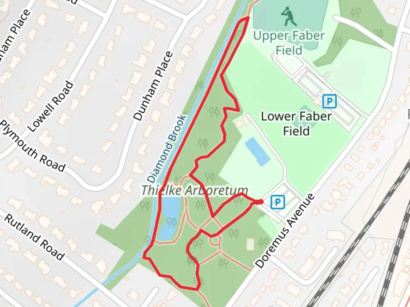 An image depicting the trail Arboretum Pond Loop and its surrounding area.