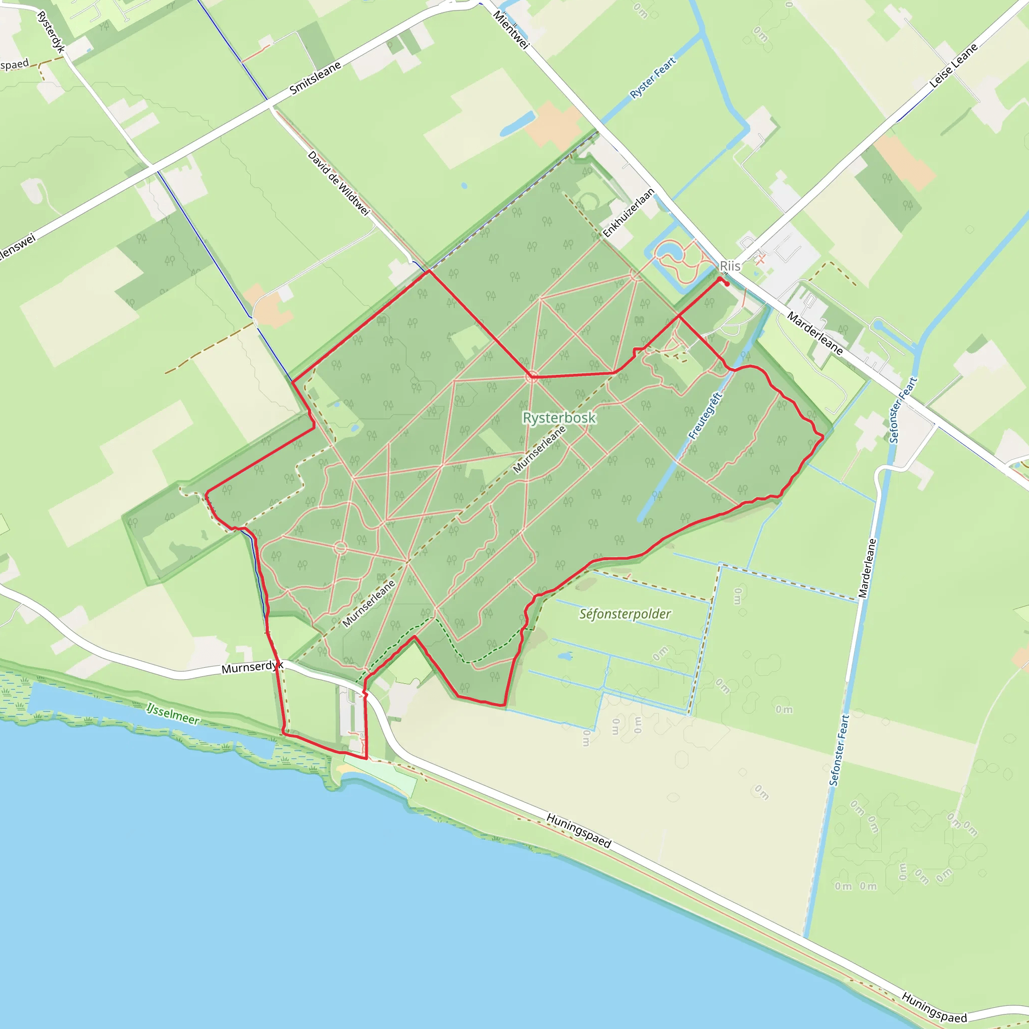 Rysterbosk via Tsjerkepaed mobile static map