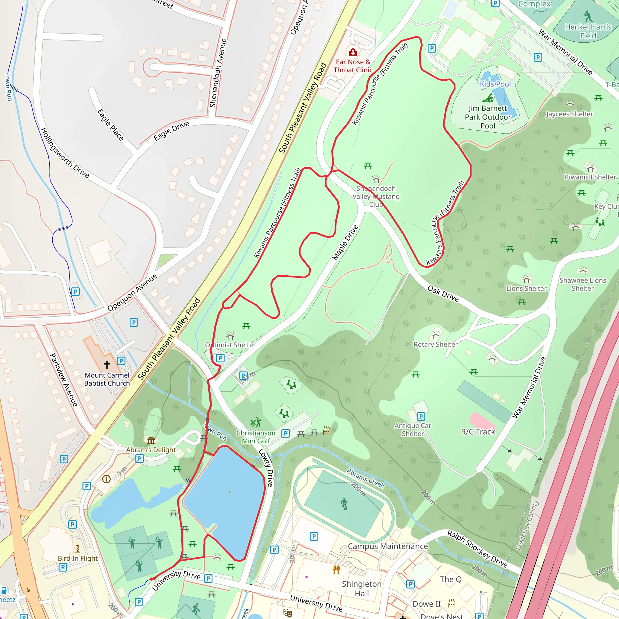 Walkins Lake via Kiwanis Parcourse - Fitness Trail mobile static map