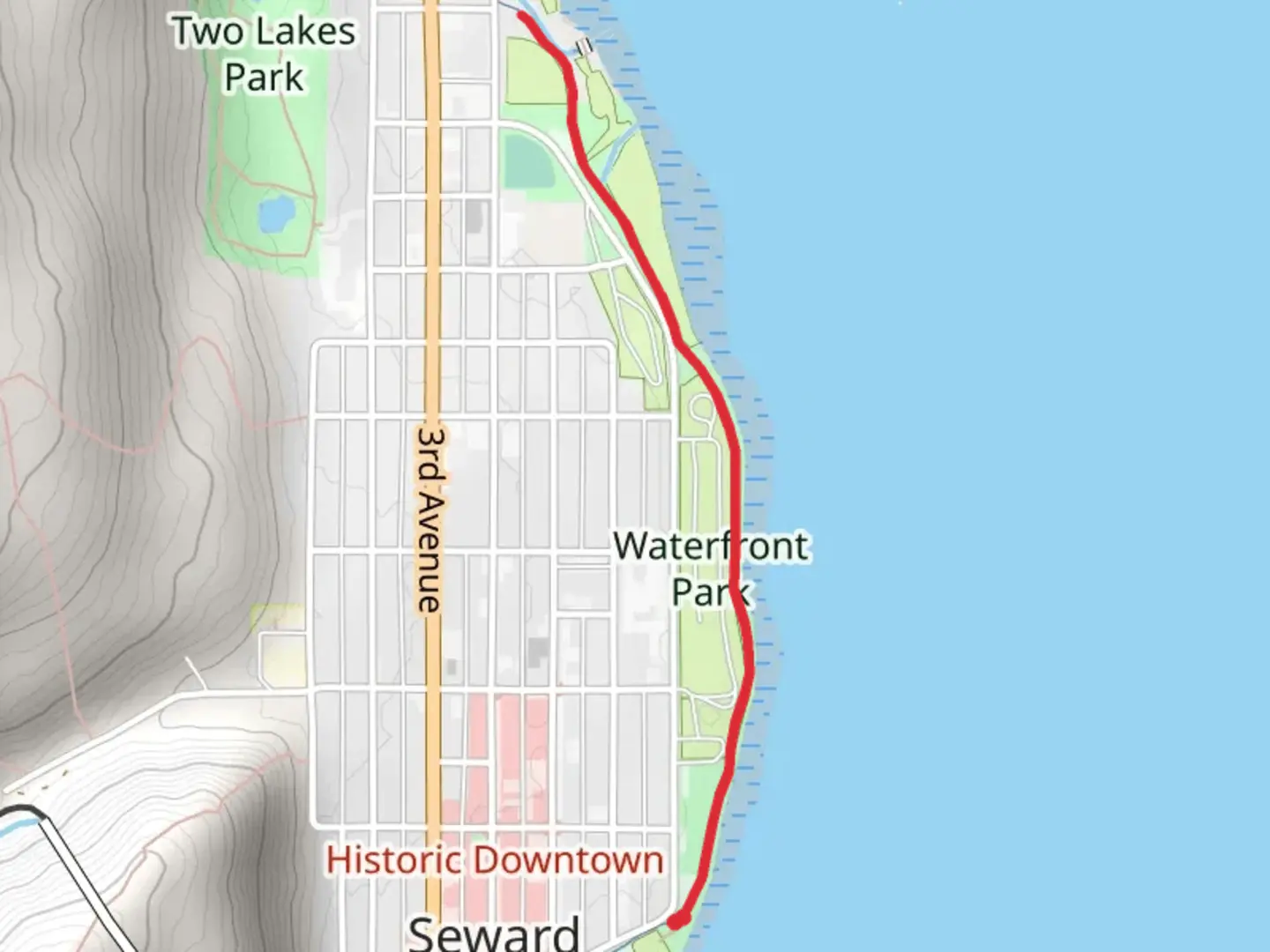 An image depicting the trail Waterfront Park Walk and its surrounding area.