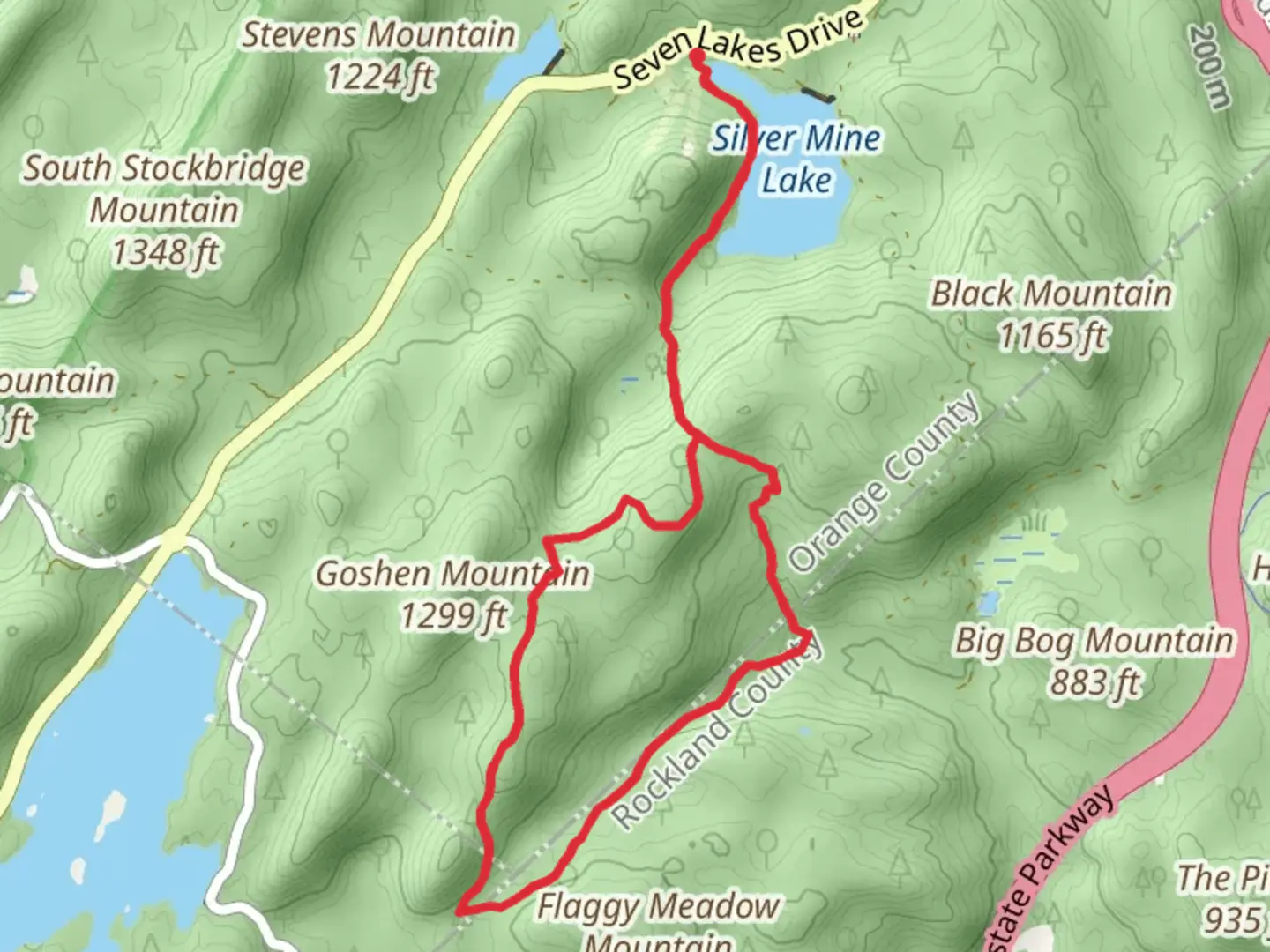 An image depicting the trail Letterrock Mountain Loop via Silver Mine Lake and its surrounding area.