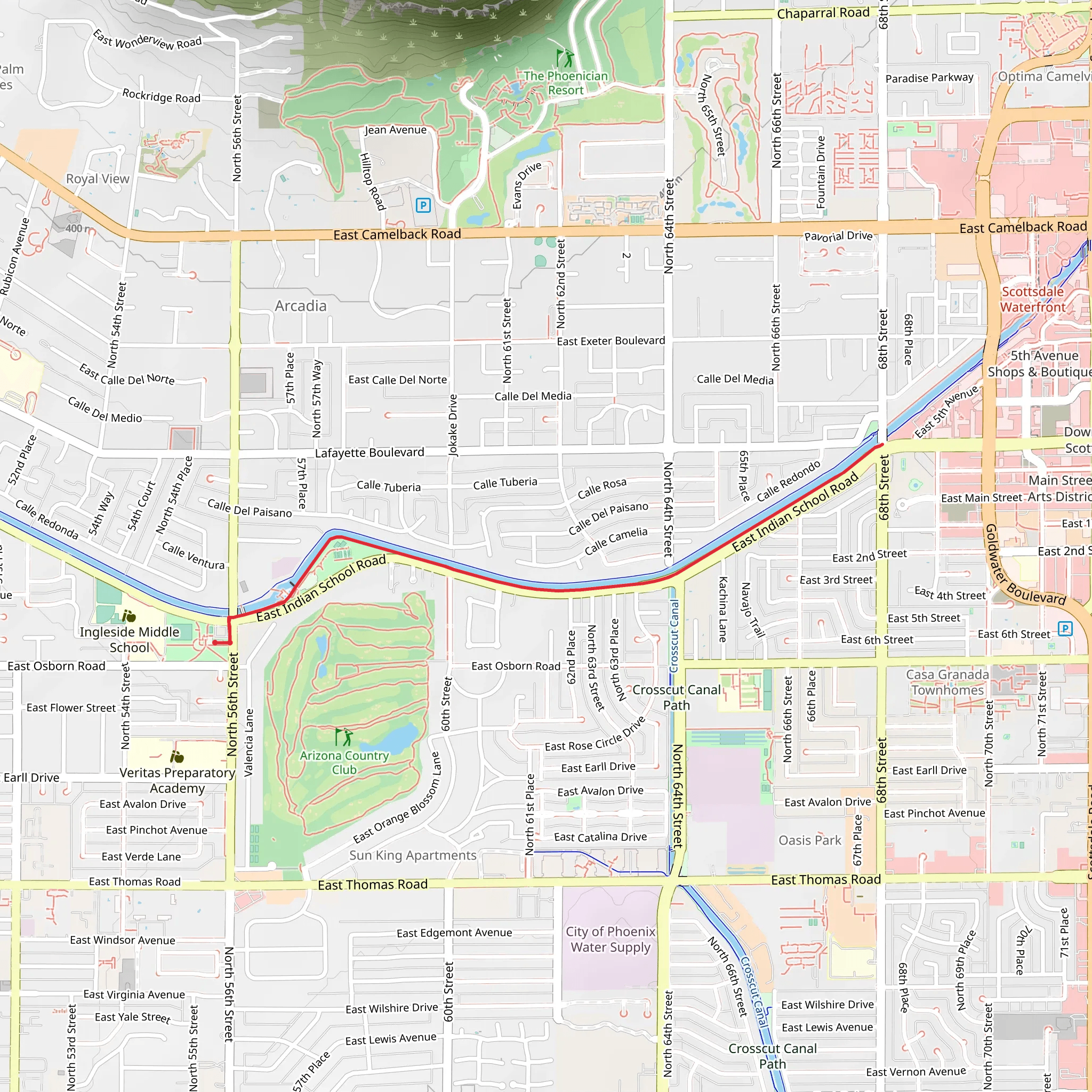 Arizona Canal Walk mobile static map