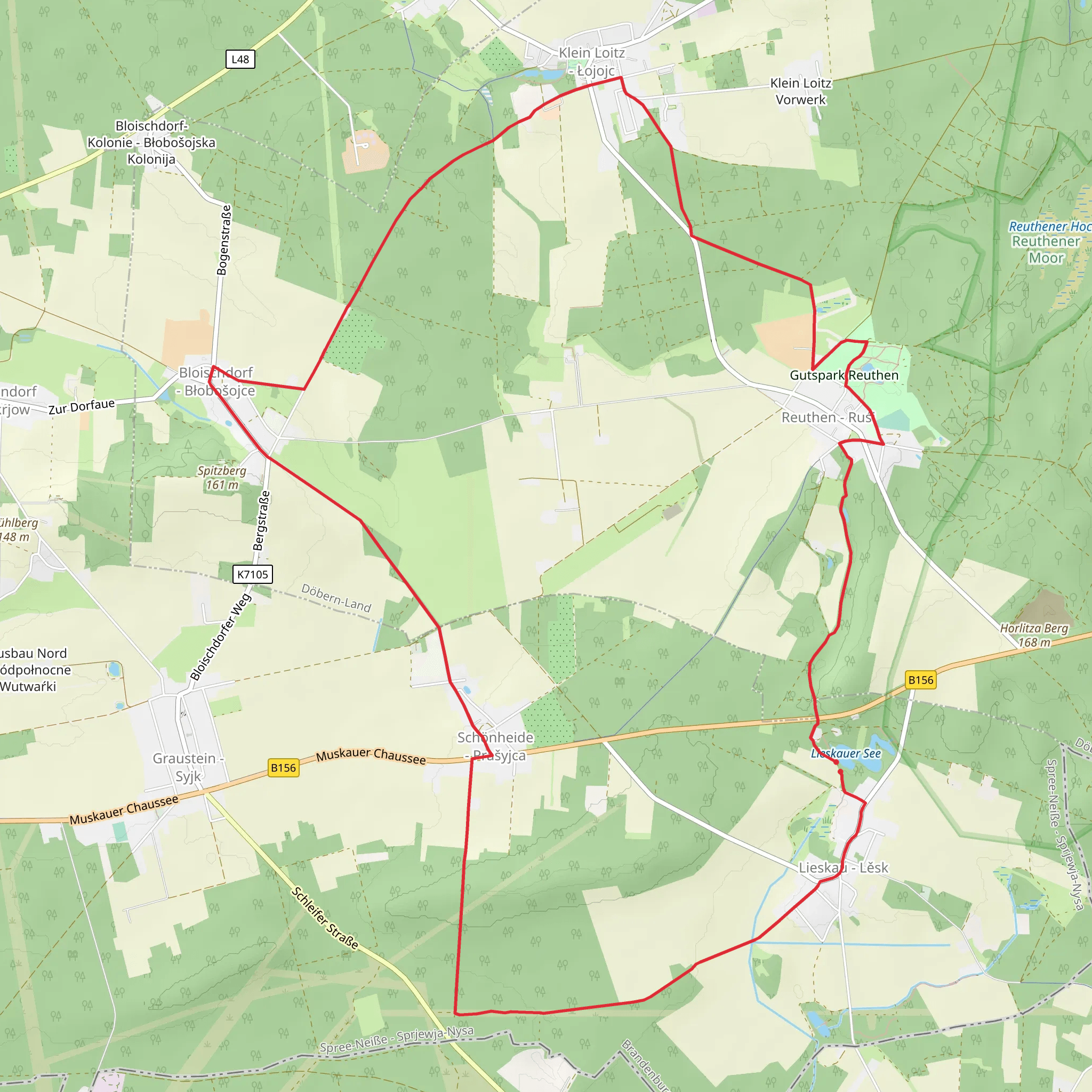 Lieskau Lesk and Klein Loitz Lojojc Loop mobile static map