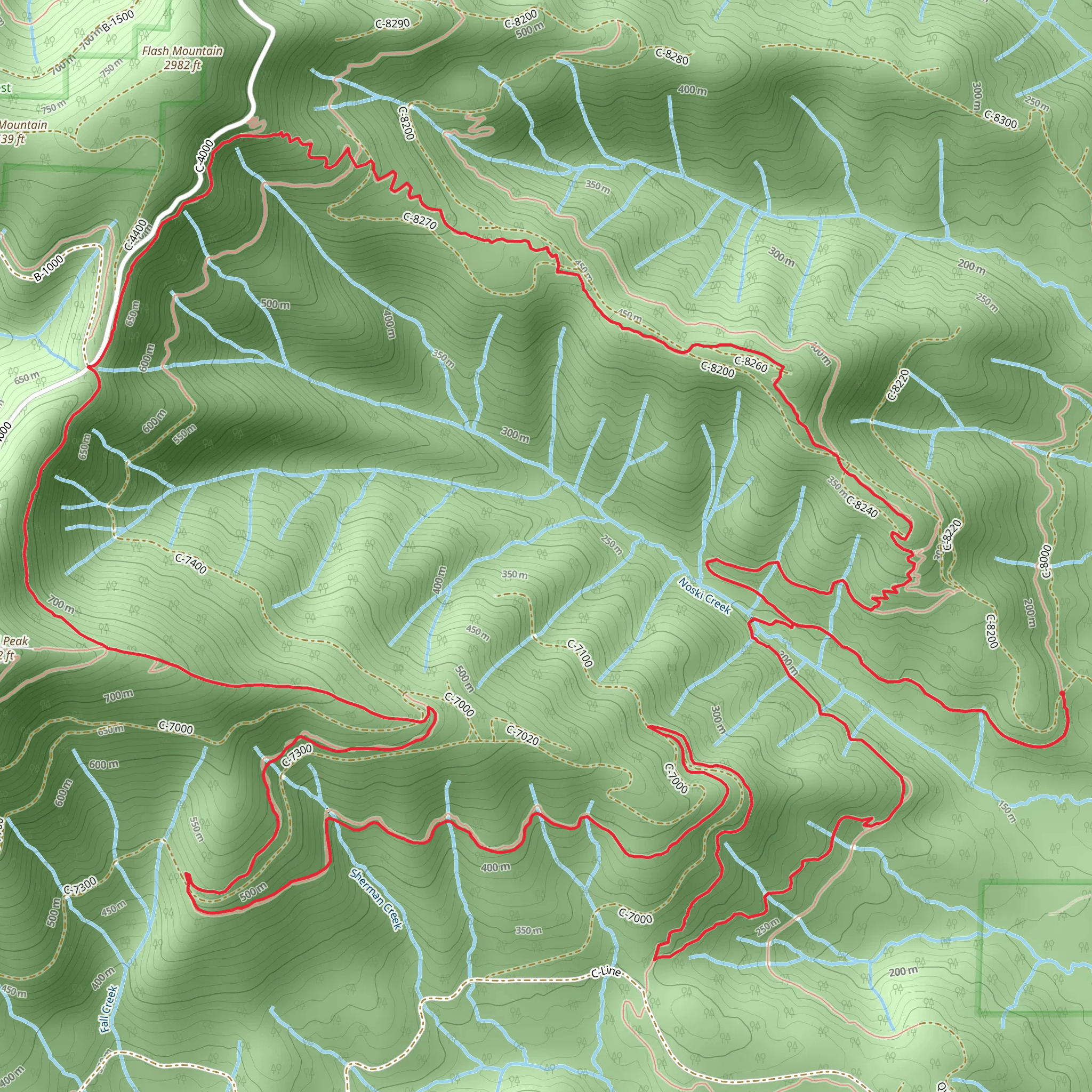 Twin Peaks, The Grunt and Waddell Basin West Loop Trail mobile static map