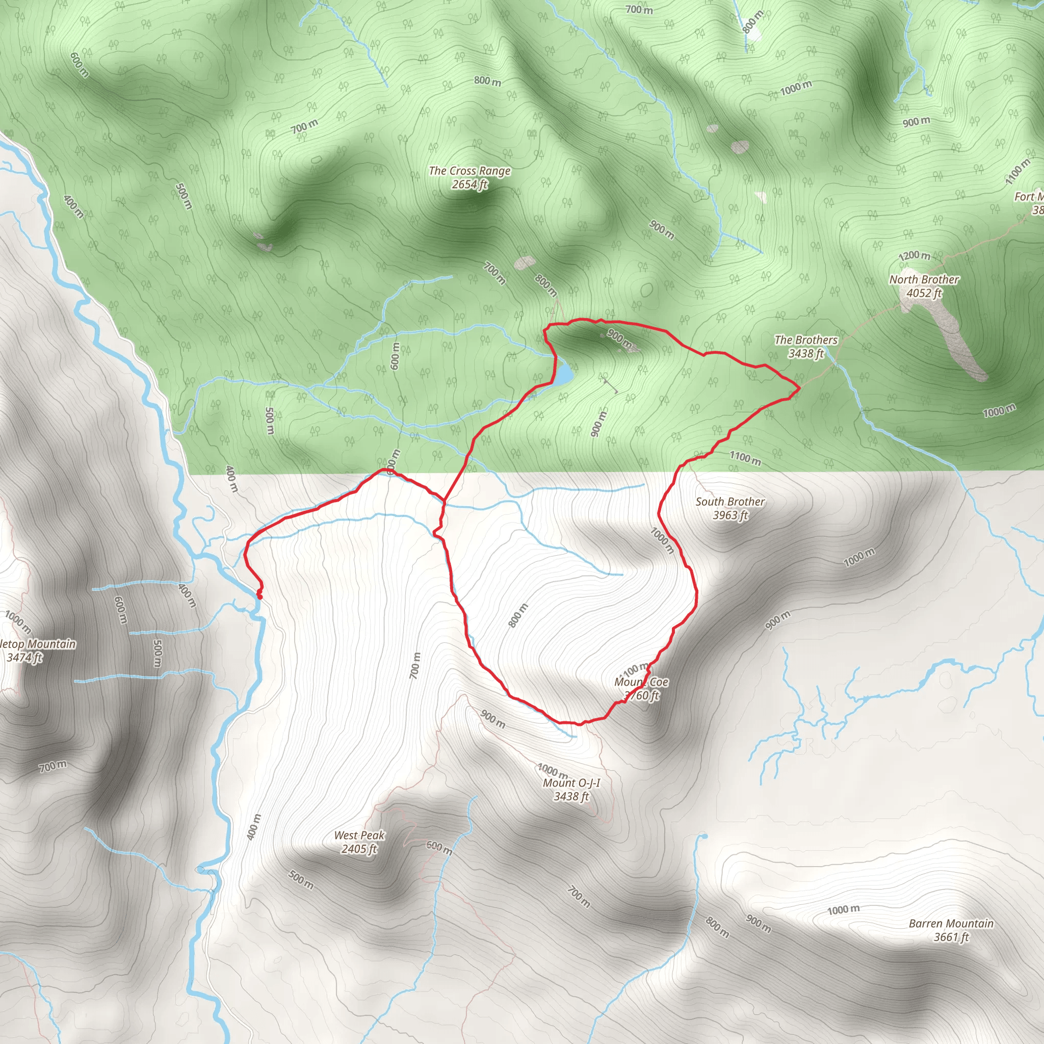Mount Coe and The Brothers Loop mobile static map