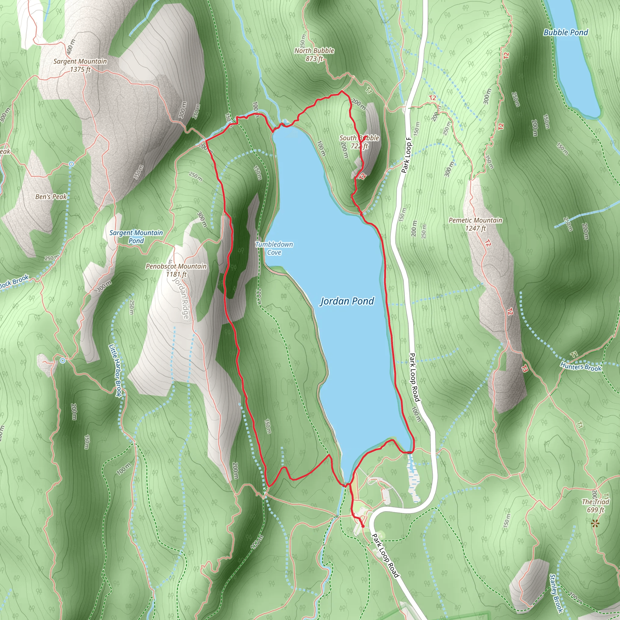 Jordan Pond via Jordan Cliffs Trail mobile static map