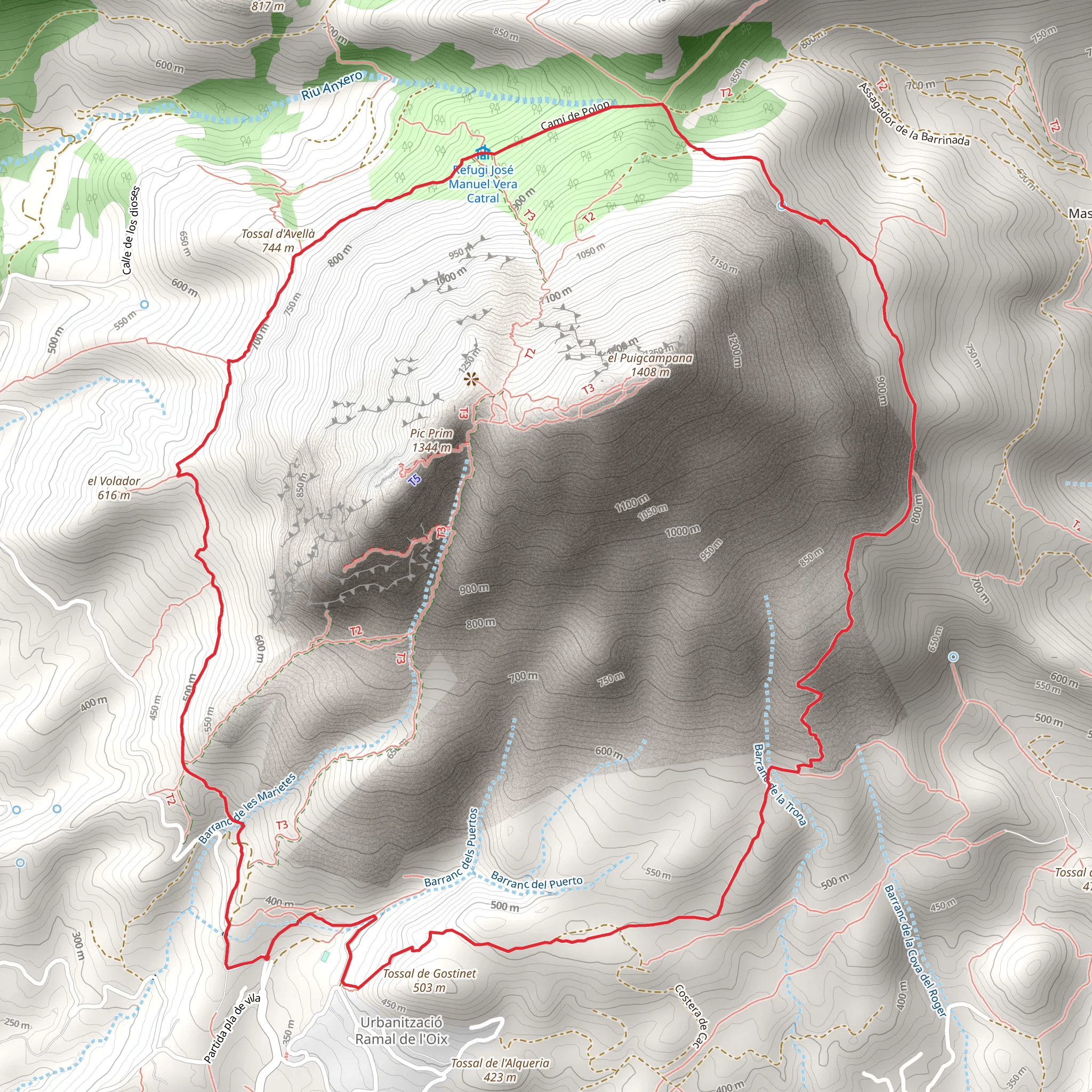 Tour around Puig Campana PR CV 289 mobile static map