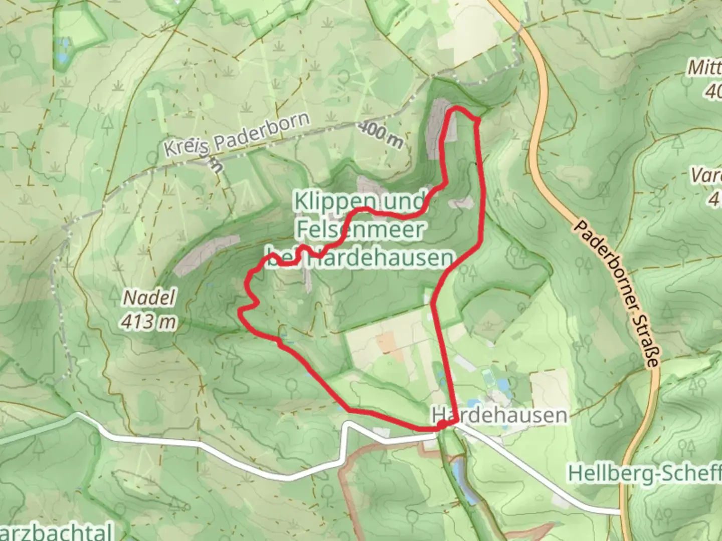 An image depicting the trail Rundwanderweg Hardehausen and its surrounding area.