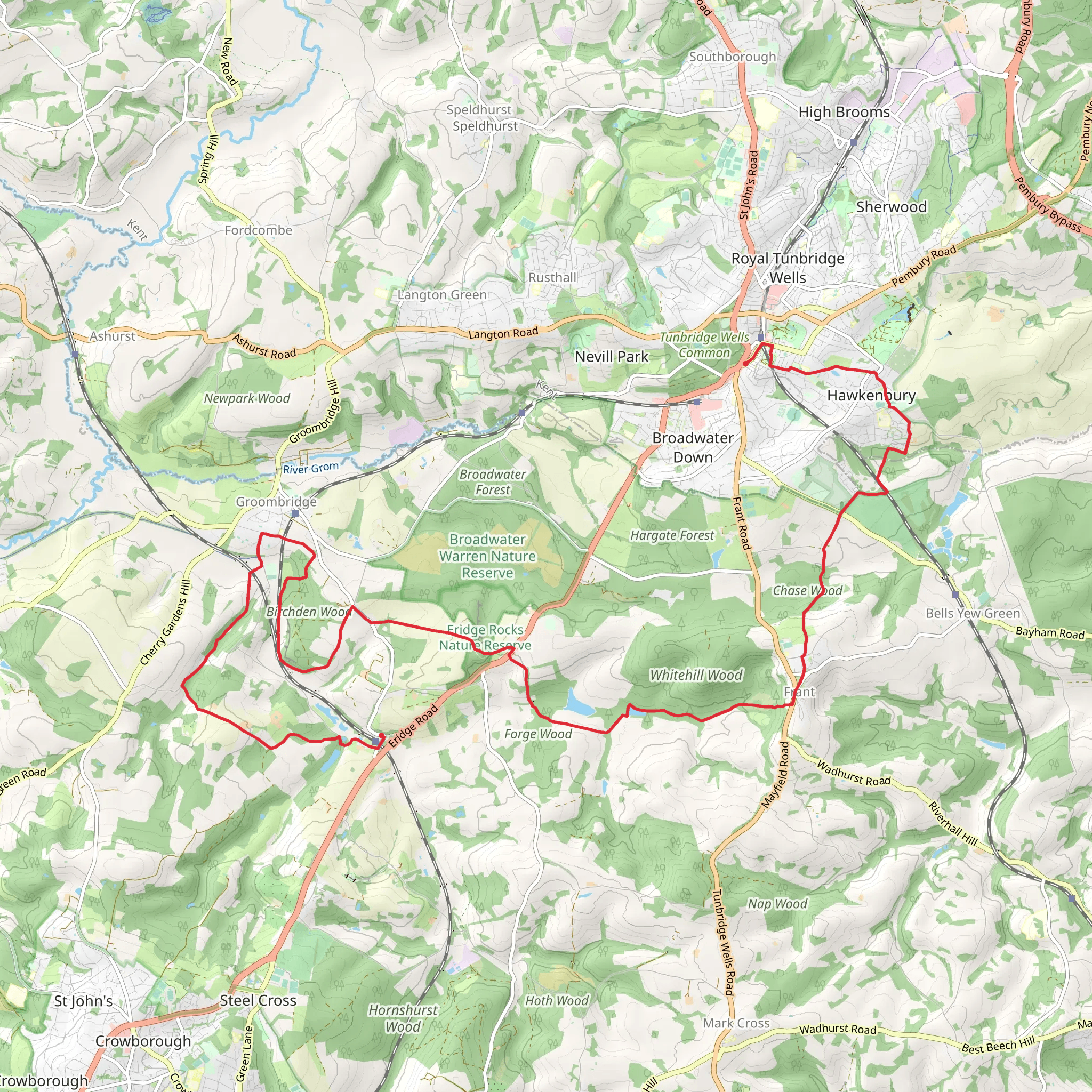 Eridge to Tunbridge Wells Walk mobile static map
