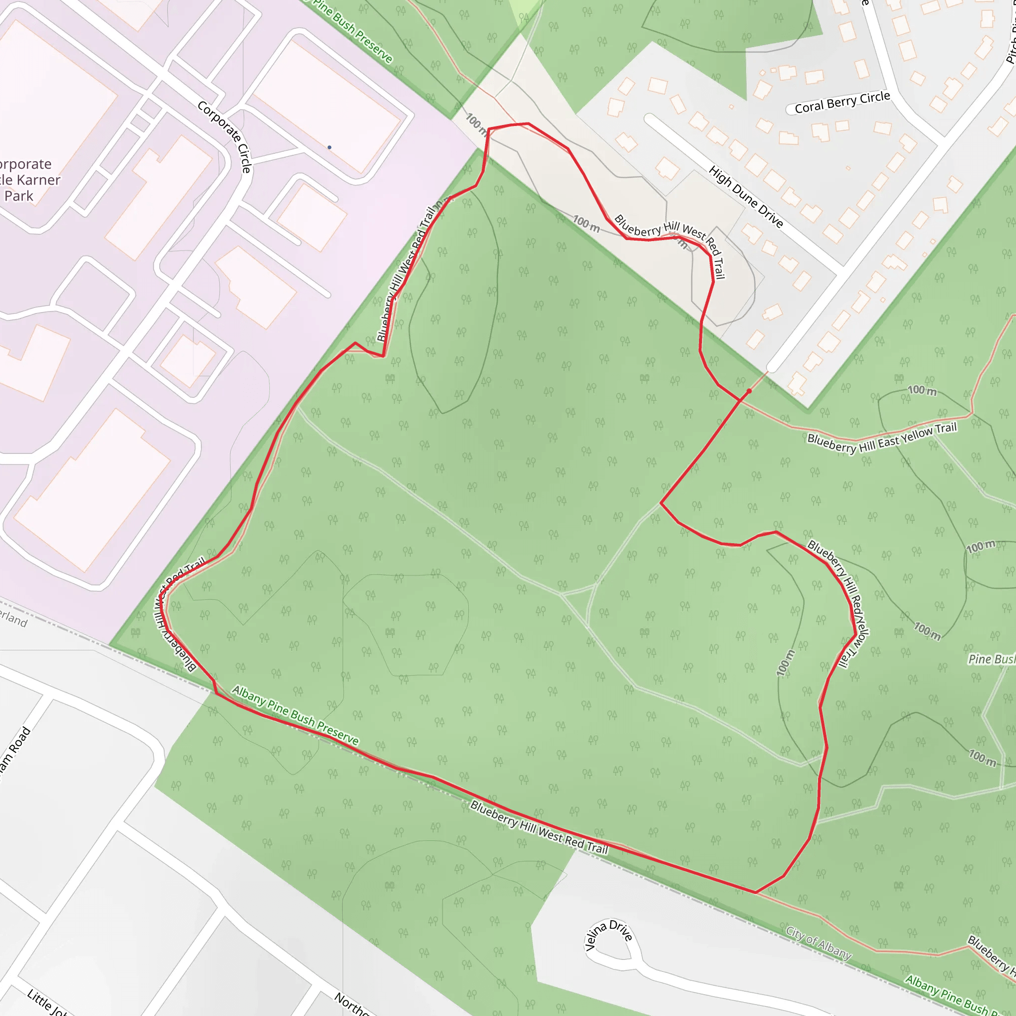 Blueberry Hill West Red Loop Trail mobile static map