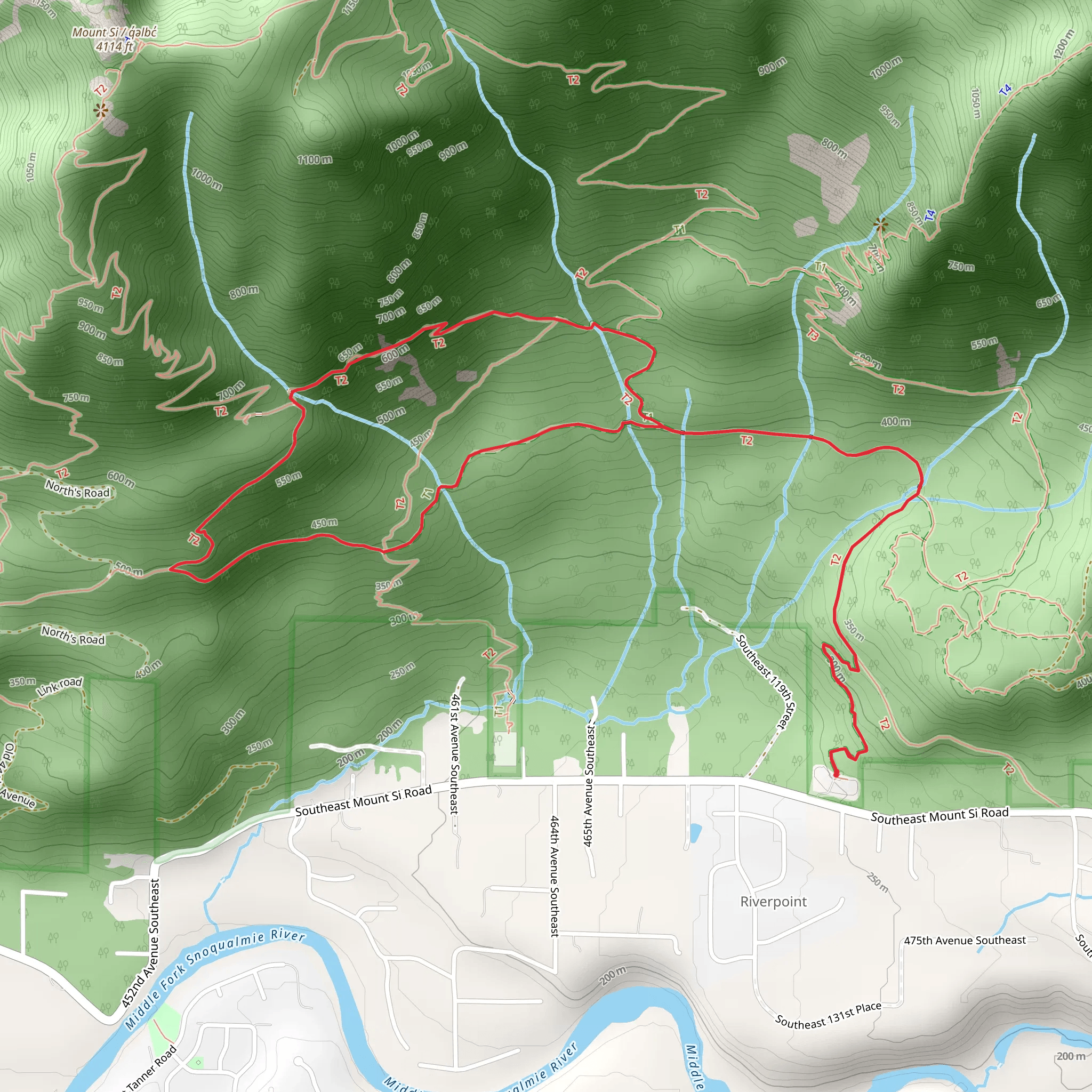 Mount Teneriffe Trail and Talus Loop Trail mobile static map