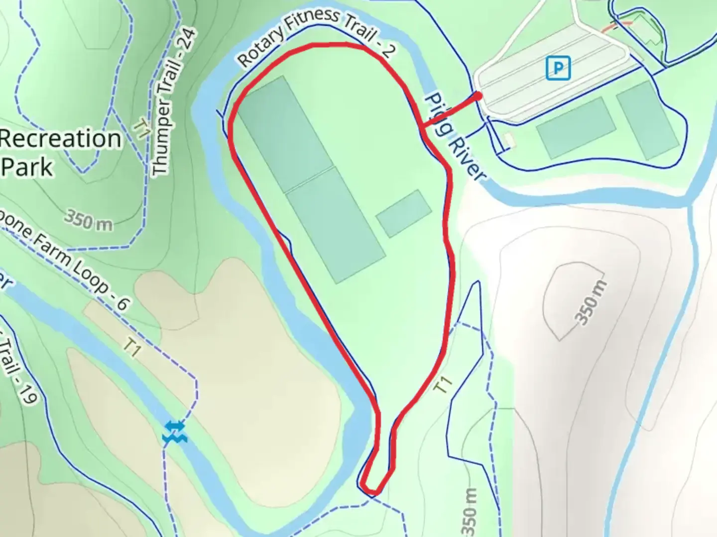 An image depicting the trail Pigg River Loop and its surrounding area.