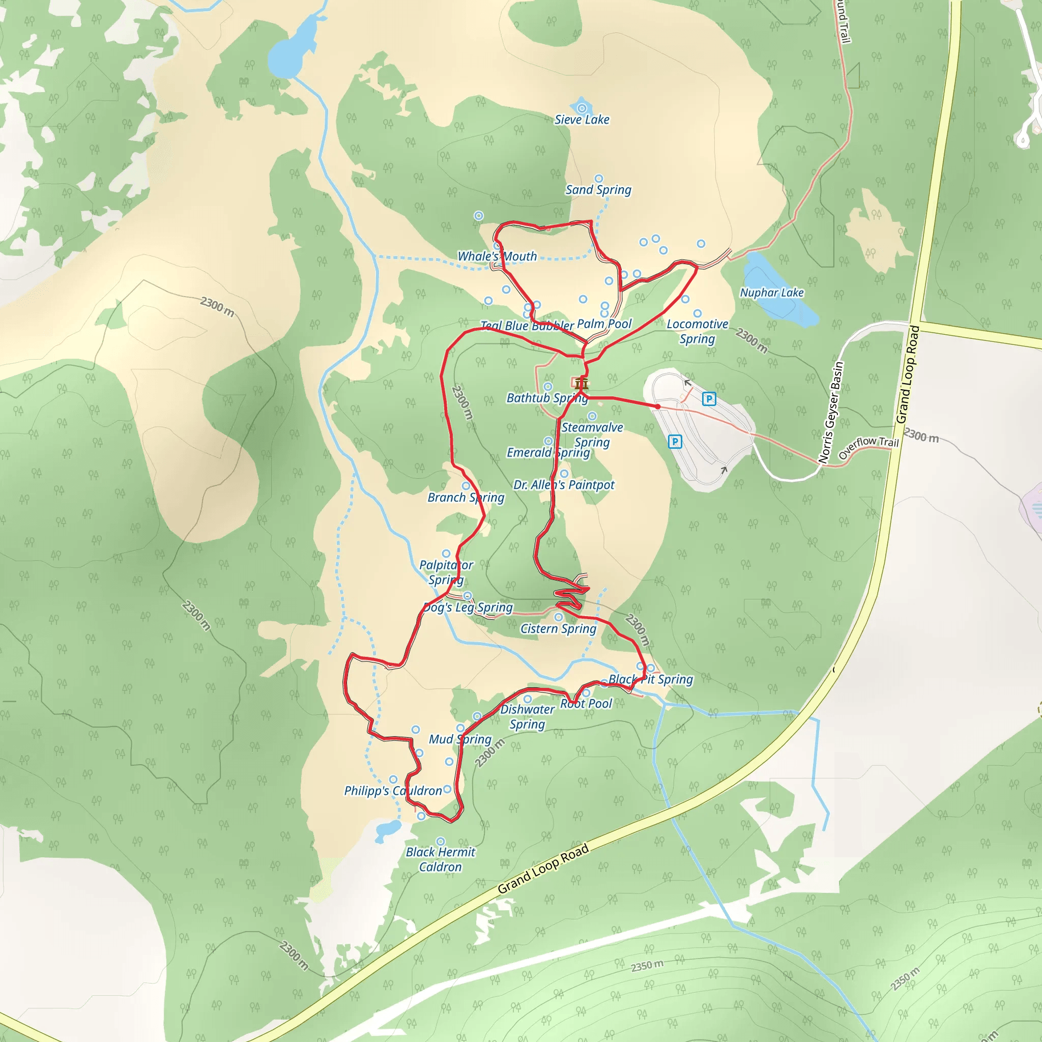 Norris - Porcelain Basin Loop Trail mobile static map