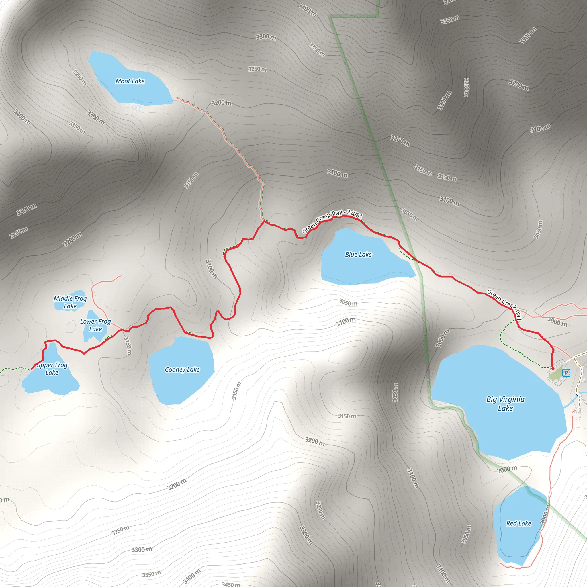 Frog Lake Upper via Green Creek Trail mobile static map