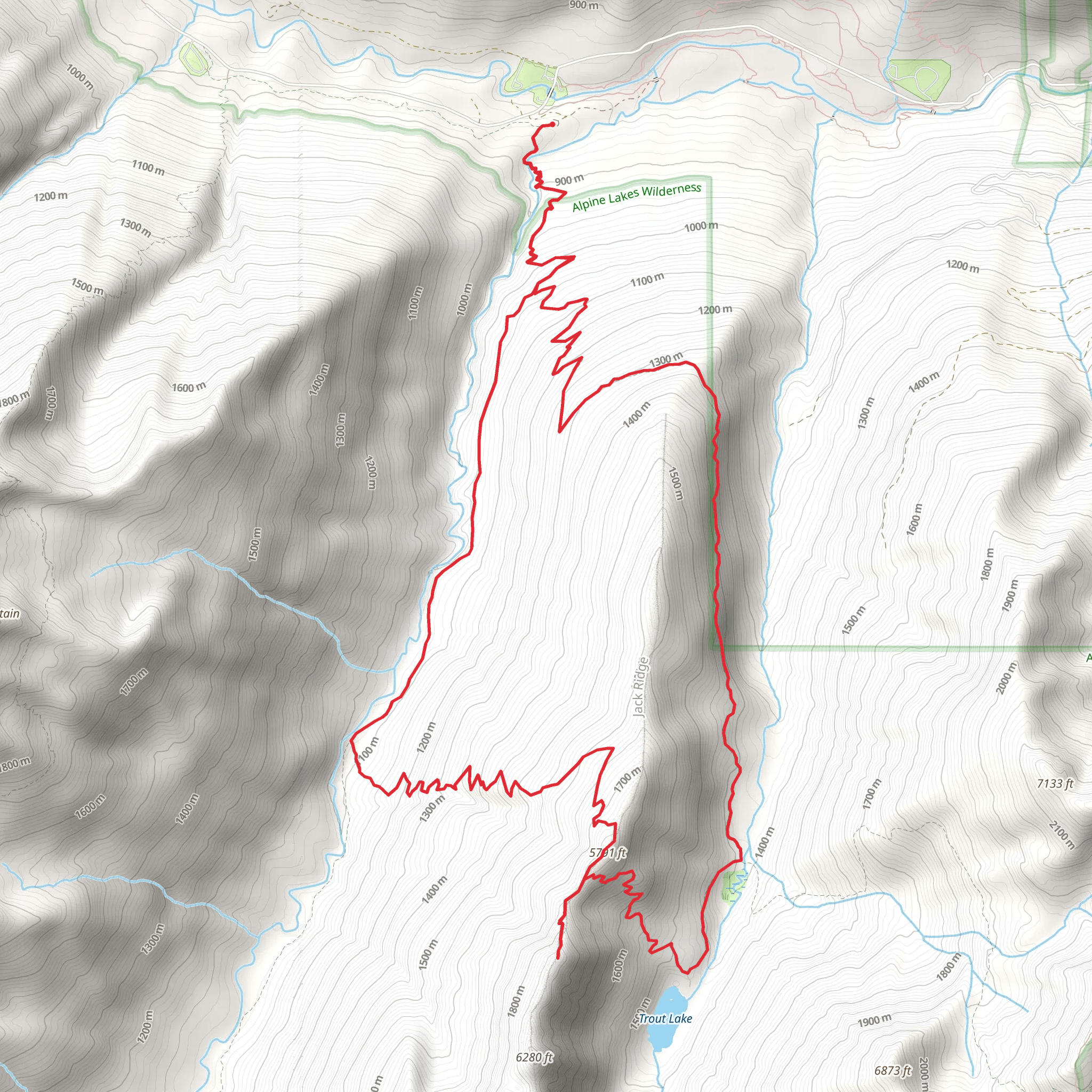 Jack Creek and Trout Creek Loop Trail mobile static map