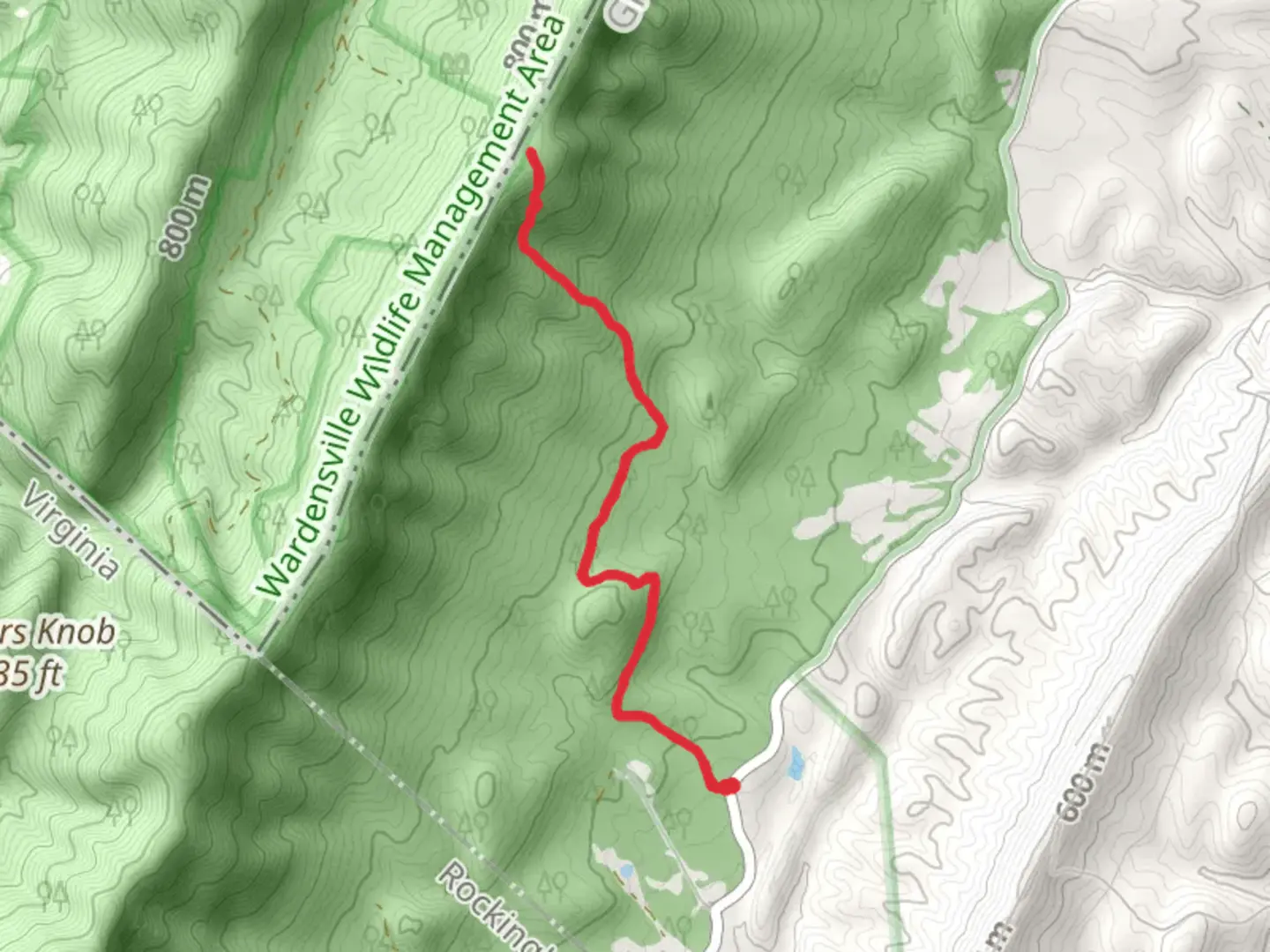 An image depicting the trail Hunkerson Gap Trail and its surrounding area.