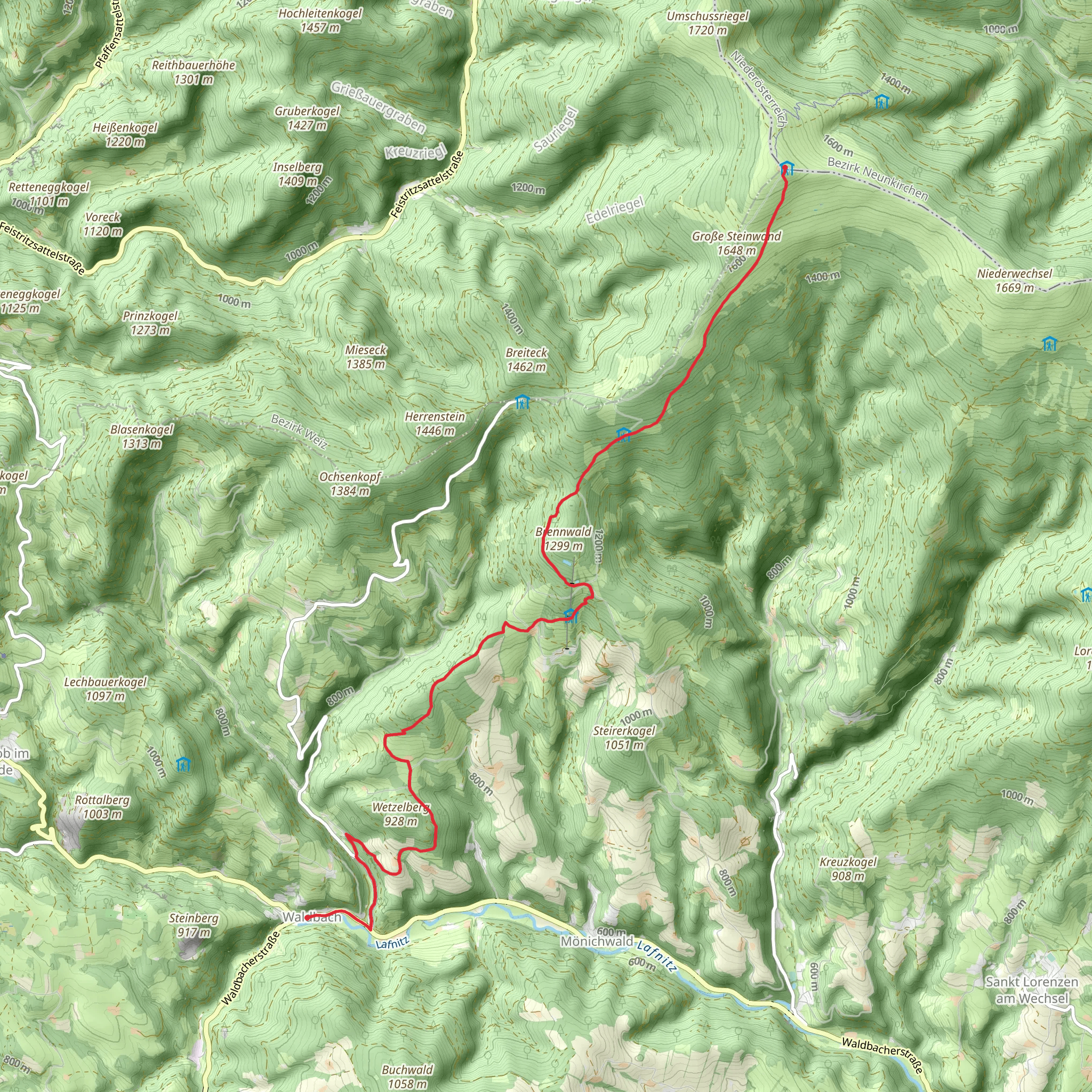 Waldbach - Hochwechsel Trail mobile static map