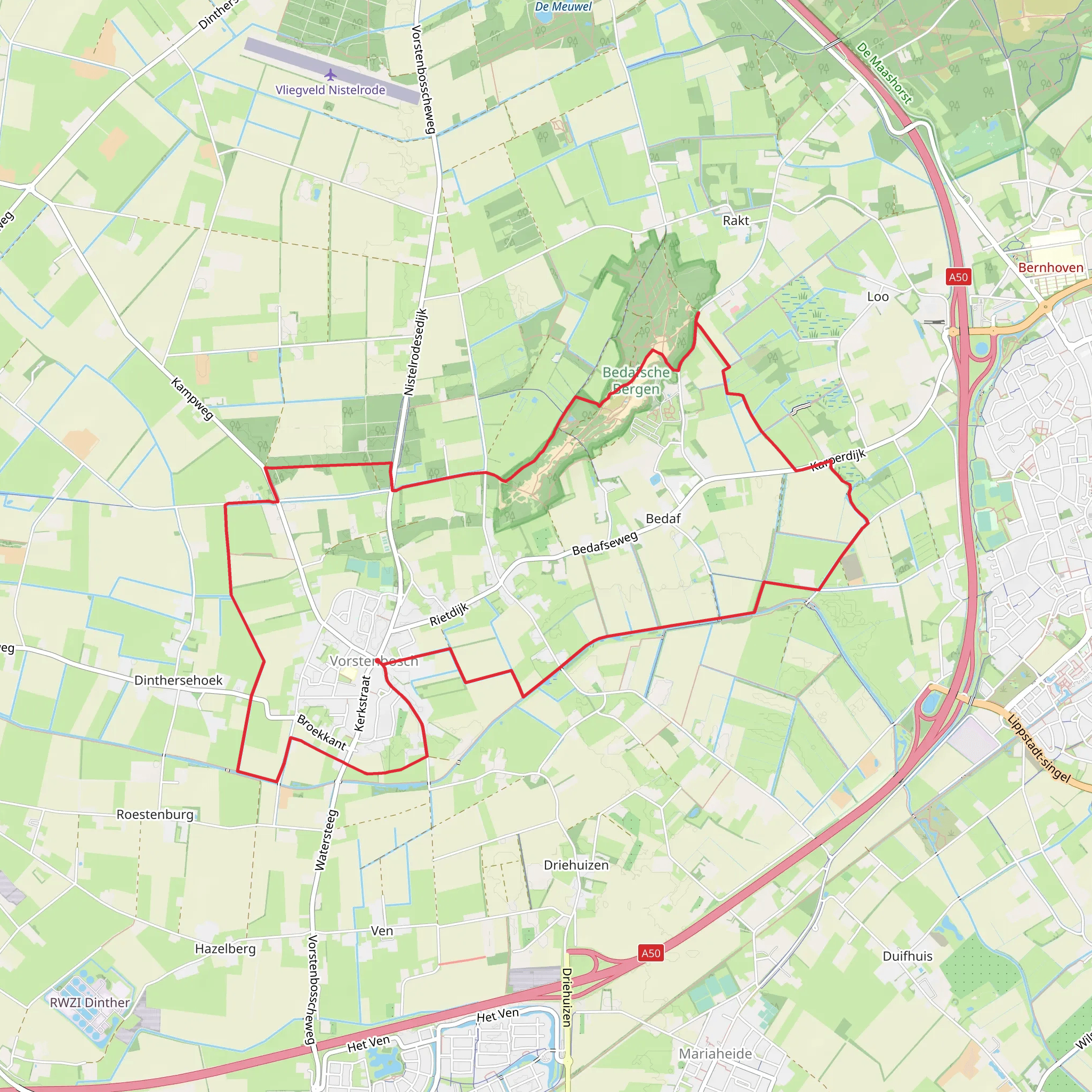 Bedafsche Uitzichttoren and Vorstenbosch Loop mobile static map