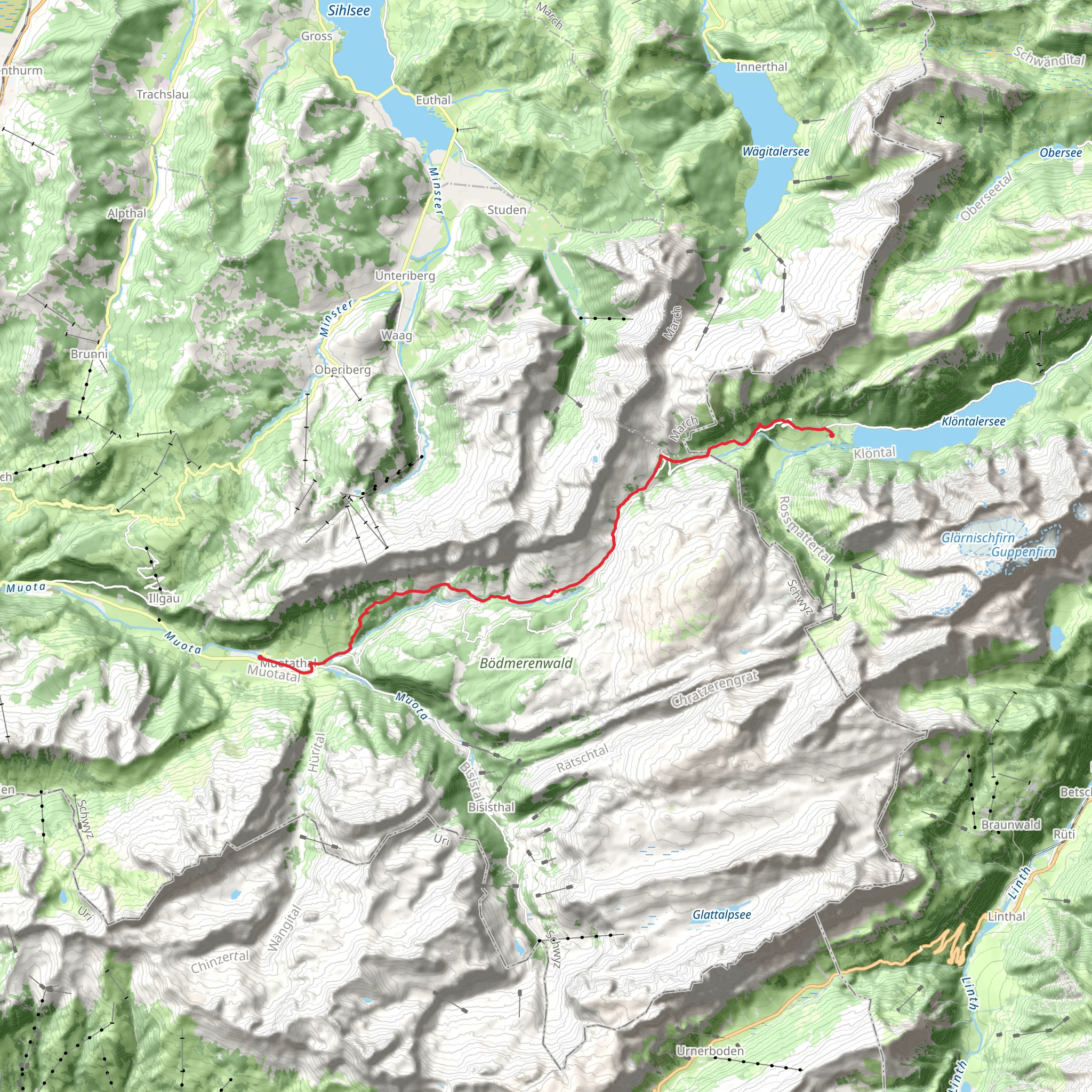 Pragelpass Trail mobile static map