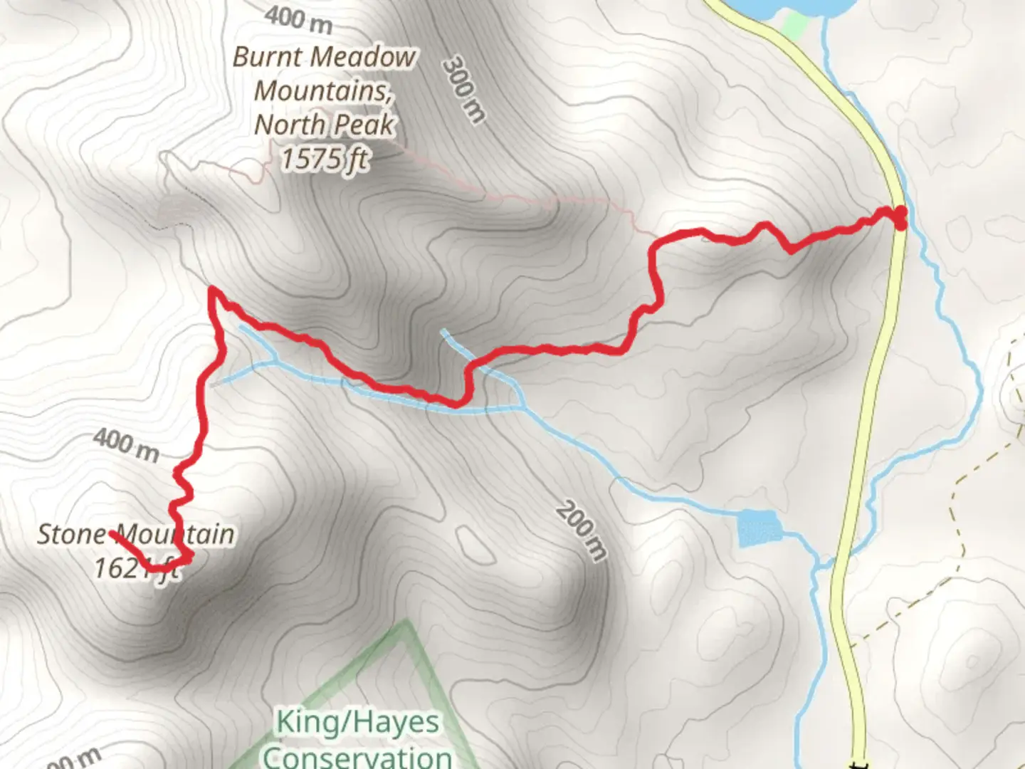 An image depicting the trail Stone Mountain Trail from Spring Road Street Out and Back and its surrounding area.