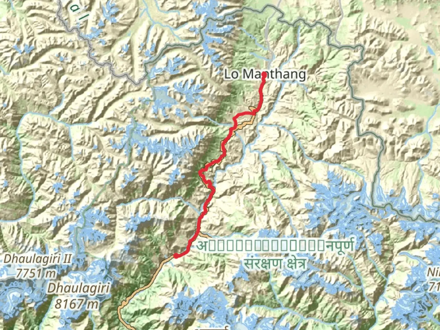 An image depicting the trail Upper Mustang Trek and its surrounding area.